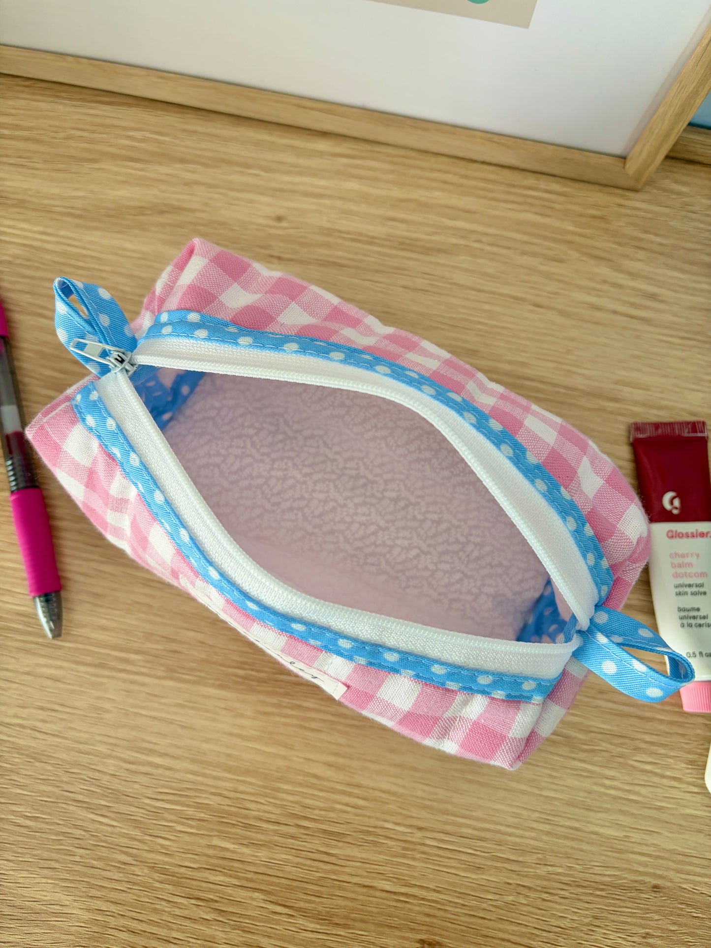 The Pink Gingham Colorblock Bag - Blue/White