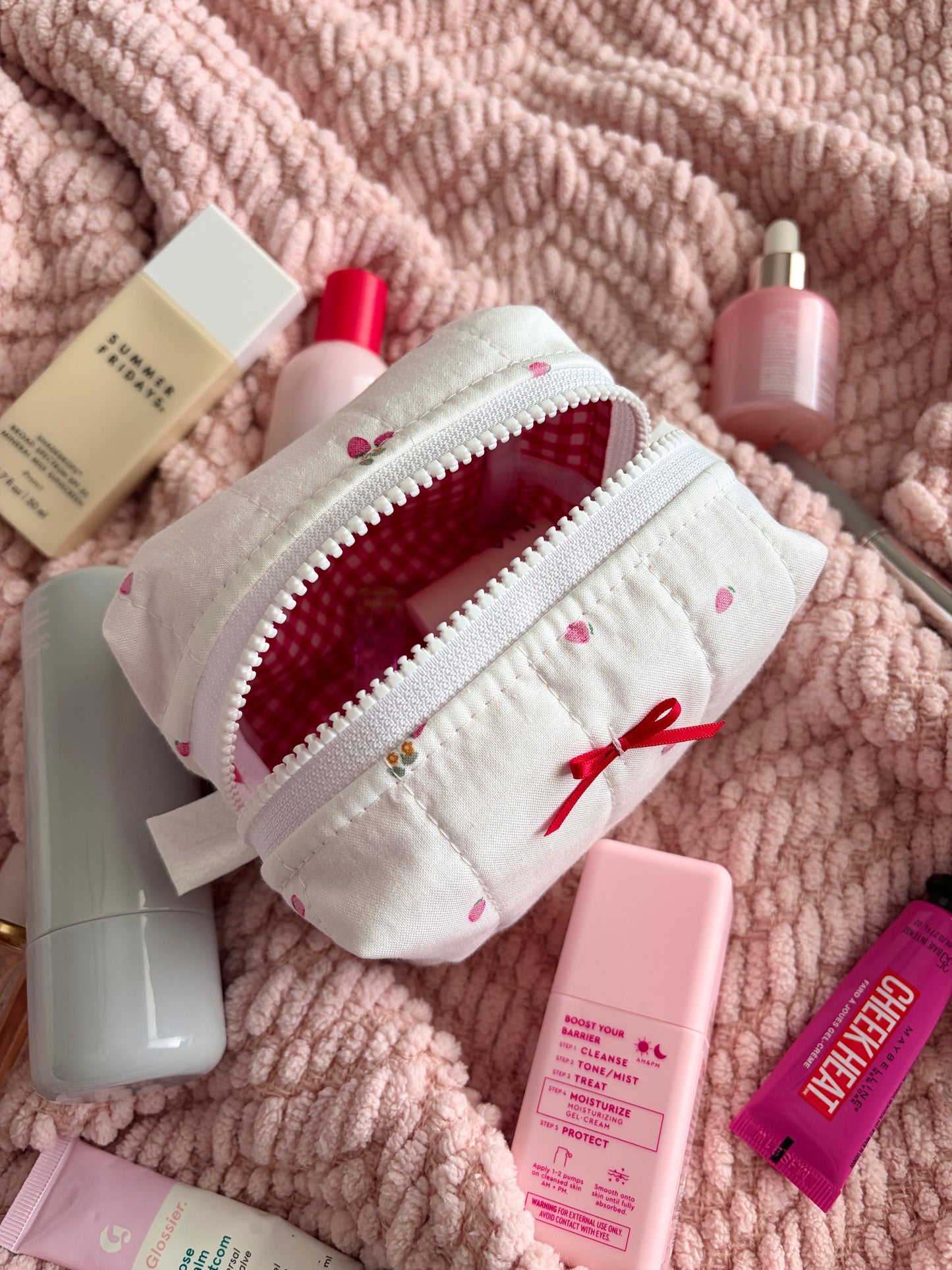 Berry Sweet Mini Makeup Bag with Red Bow *limited-edition*