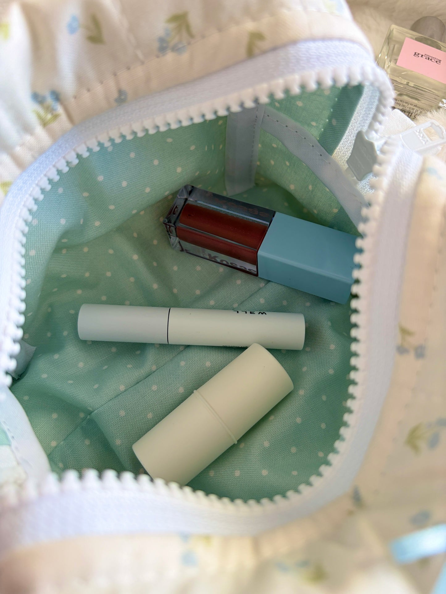 Periwinkle with Blue Bow Mini Makeup Bag *limited-edition*