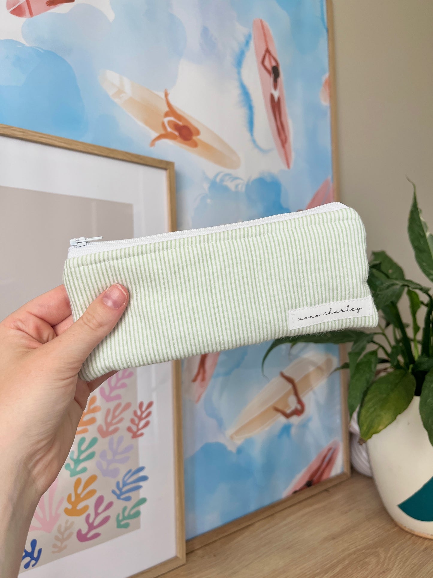 The Green & White Stripe Pencil & Glasses Case *Limited Edition*