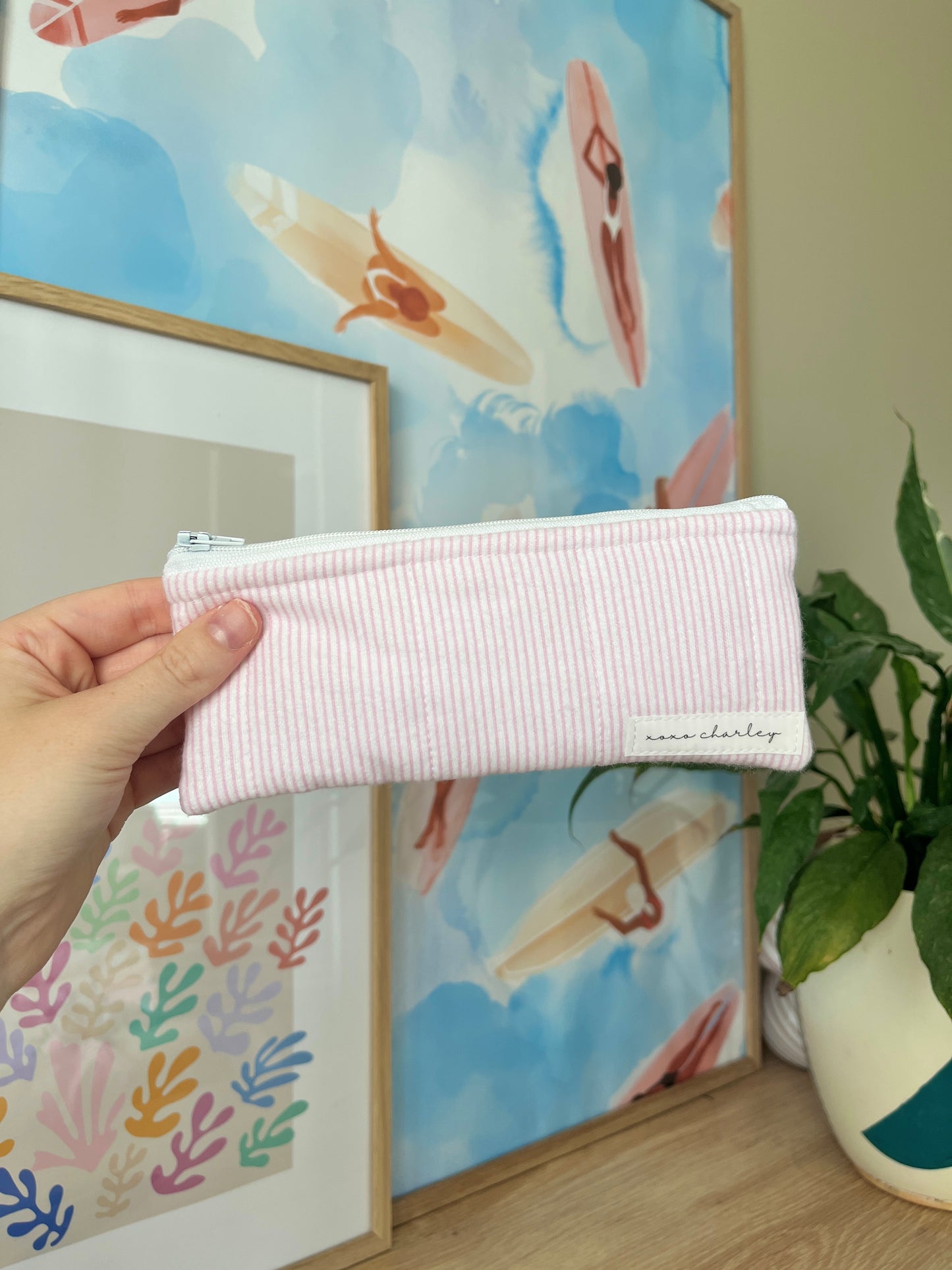 The Pink & White Stripe Pencil & Glasses Case *Limited Edition*
