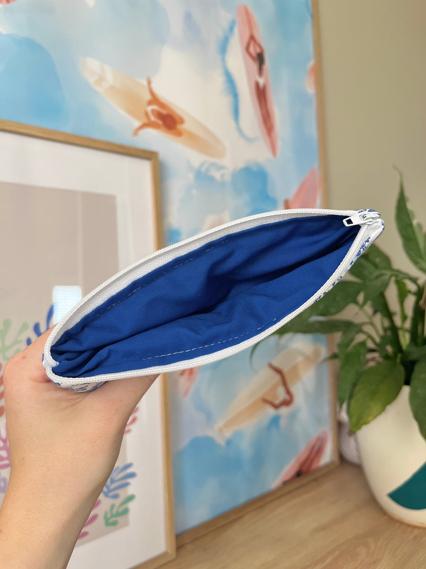 The Royal Blue Floral Pencil & Glasses Case