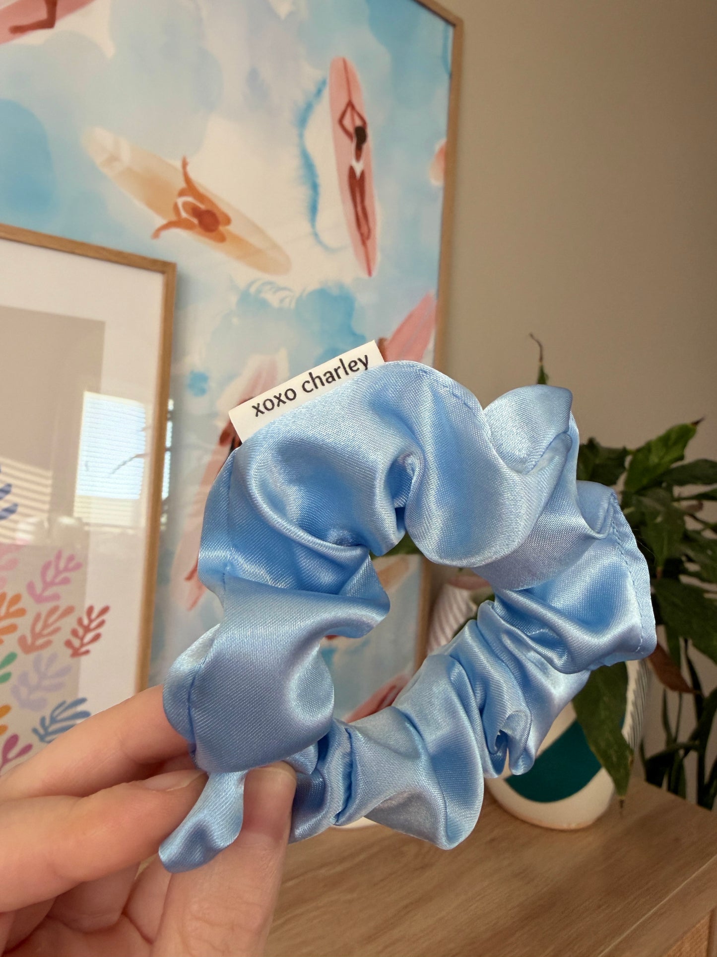 Baby Blue Satin Scrunchie