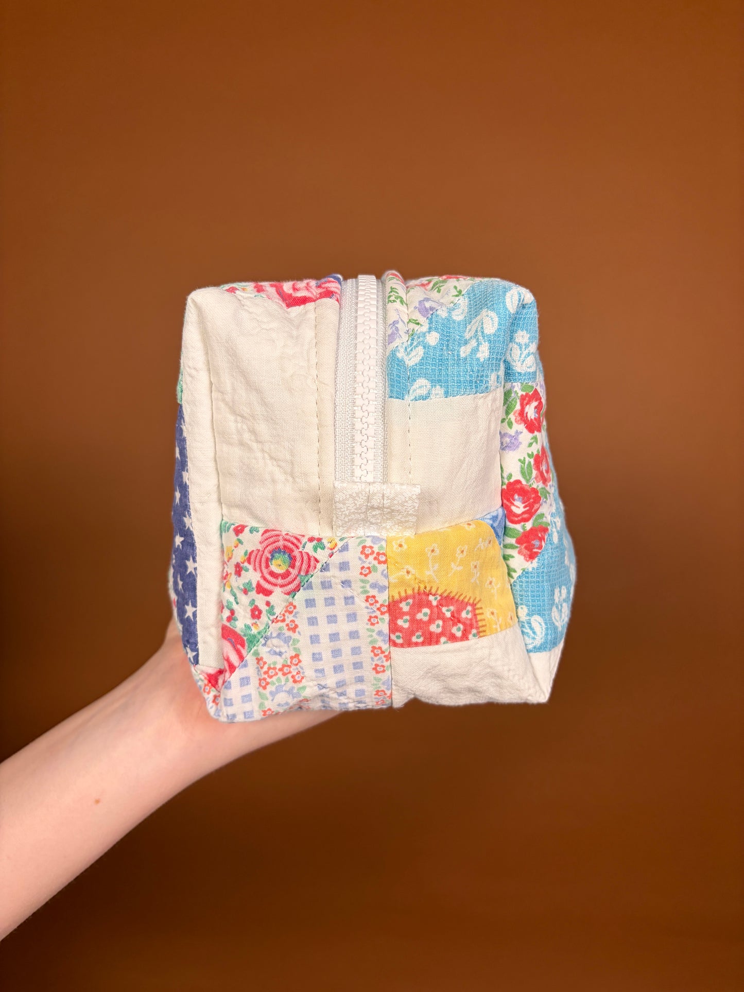 Upcycled Navy Blue Medium Makeup Bag #1 *limited-edition*