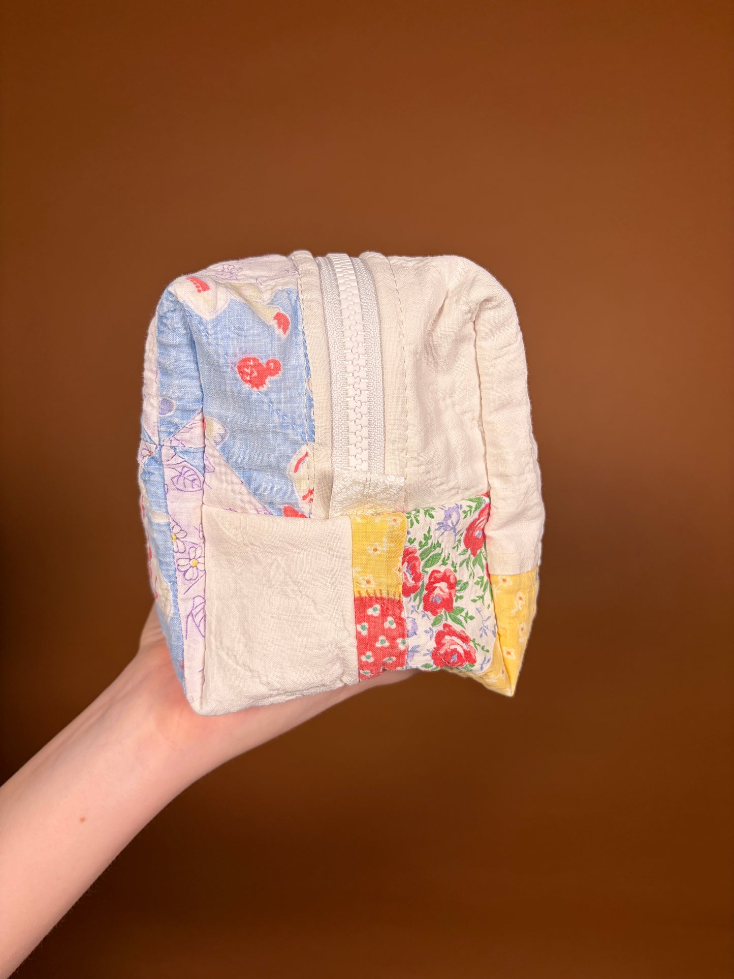 Upcycled Pink Gingham Medium Makeup Bag #1 *limited-edition*