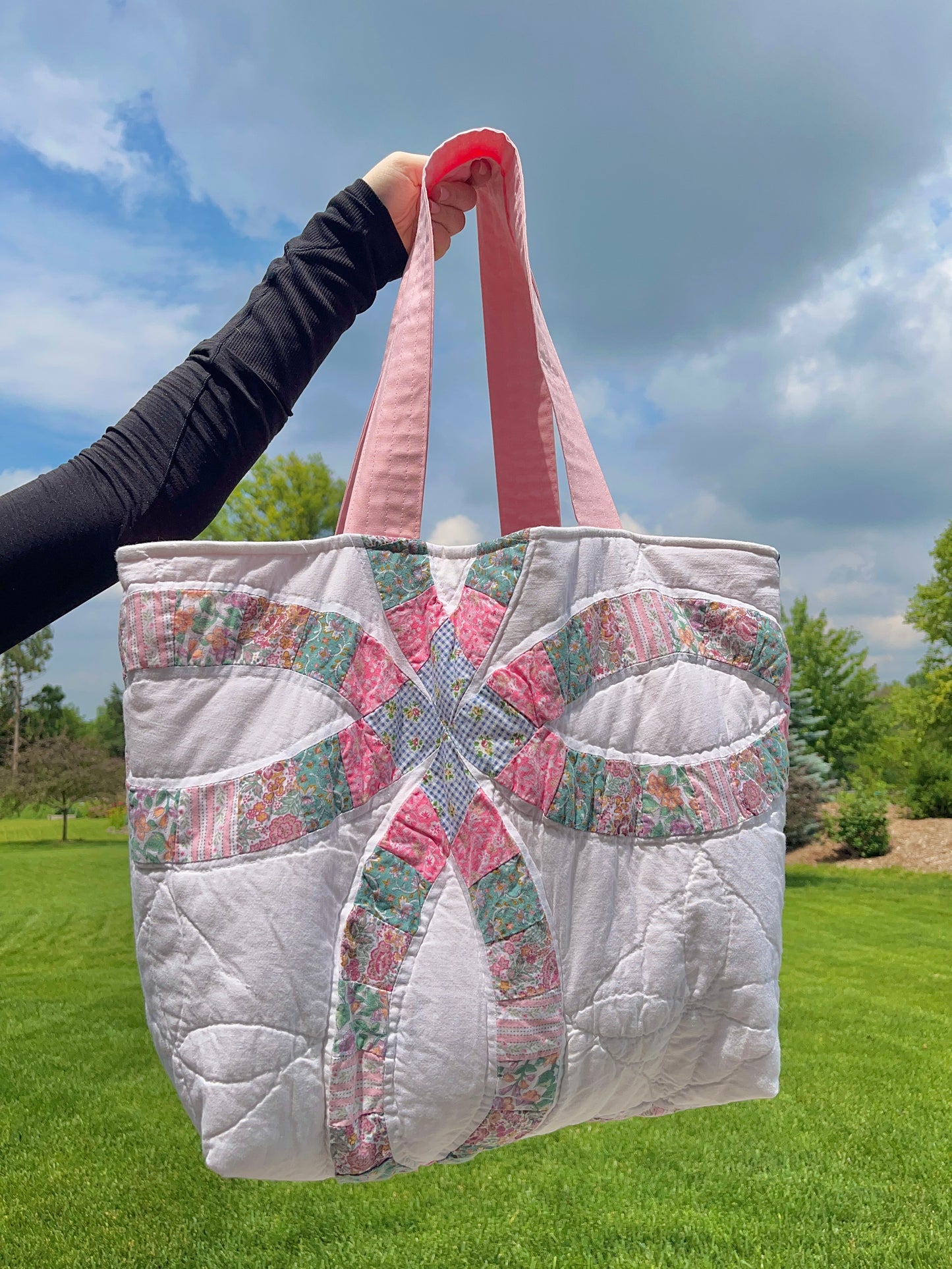 The Light Pink Quilted Weekender Tote Bag #1