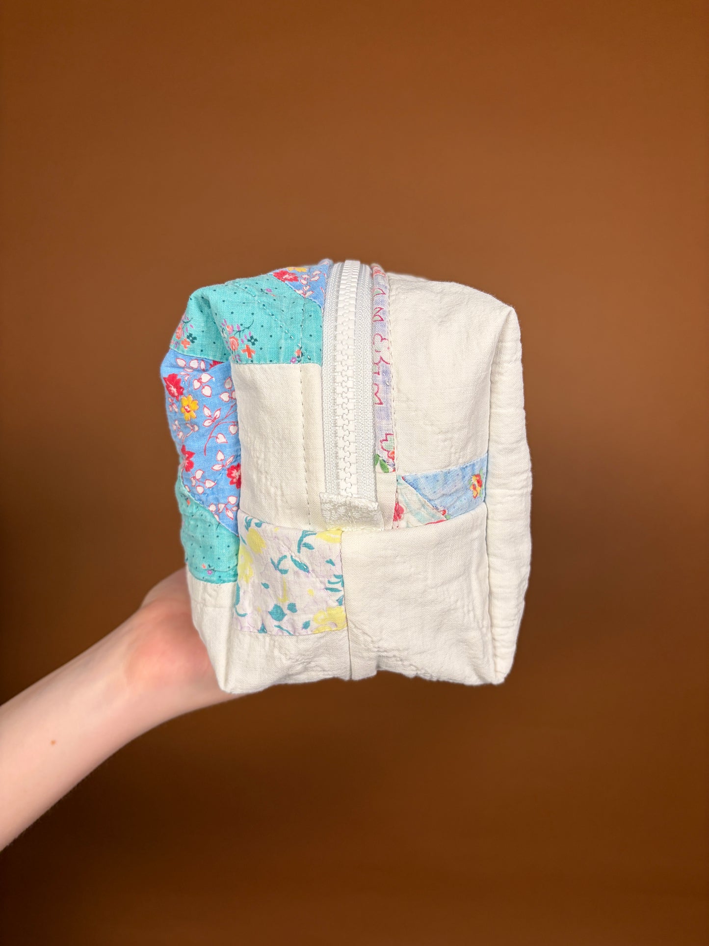 Upcycled Navy Blue Medium Makeup Bag #3 *limited-edition*