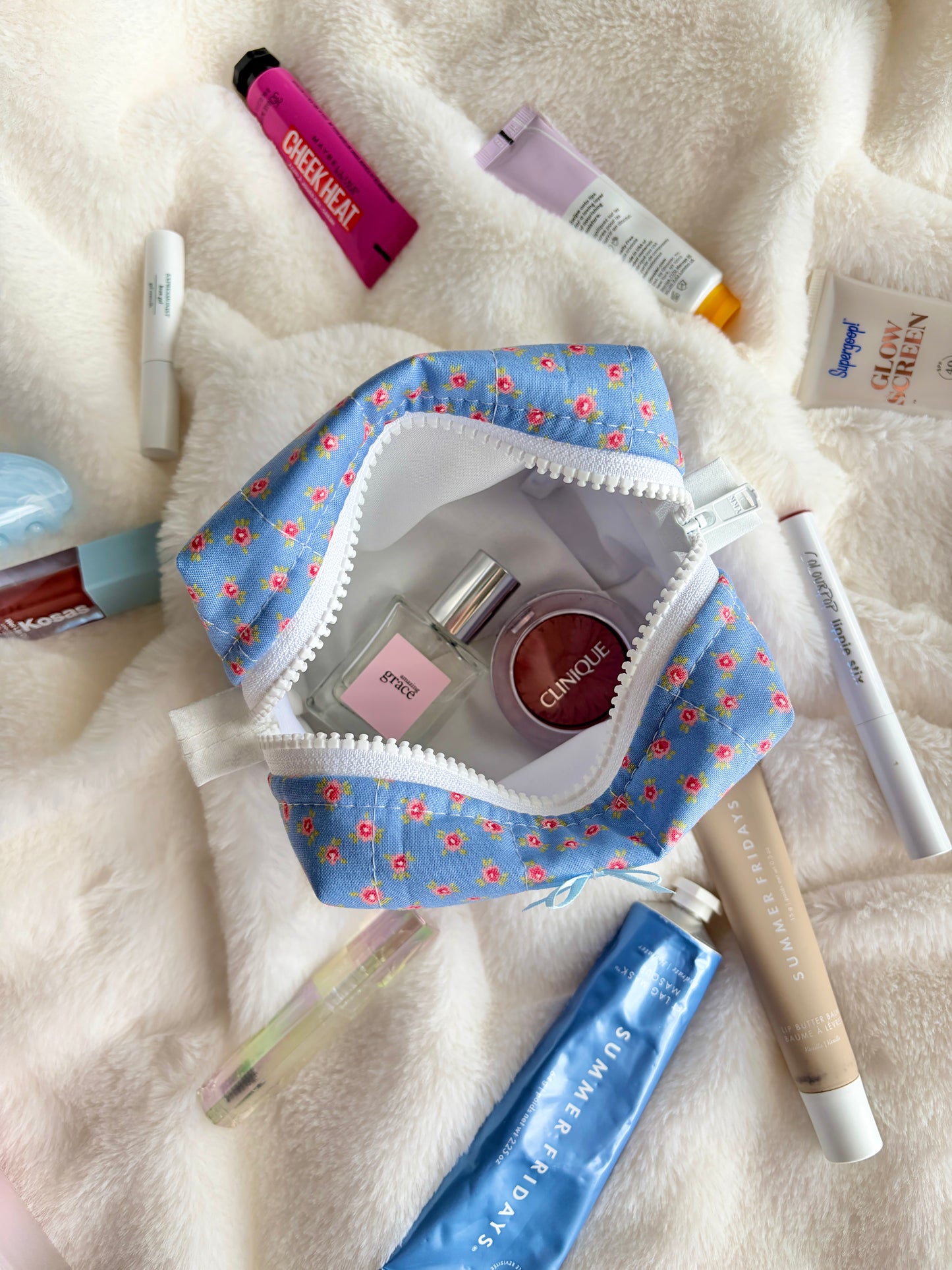 Merritt Mini Makeup Bag with Blue Bow *limited-edition*