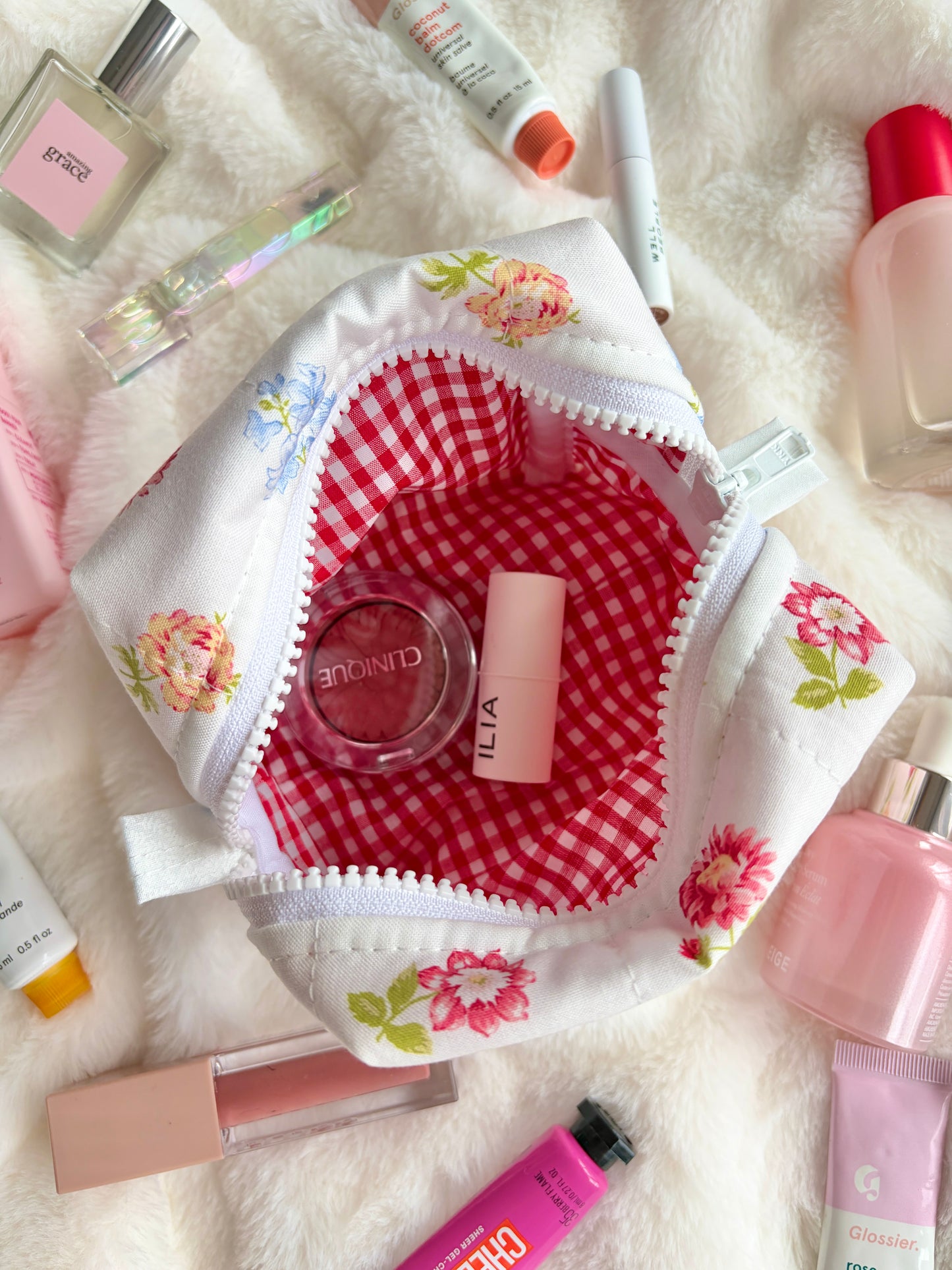 Martha Red Gingham Mini Makeup Bag *limited-edition*