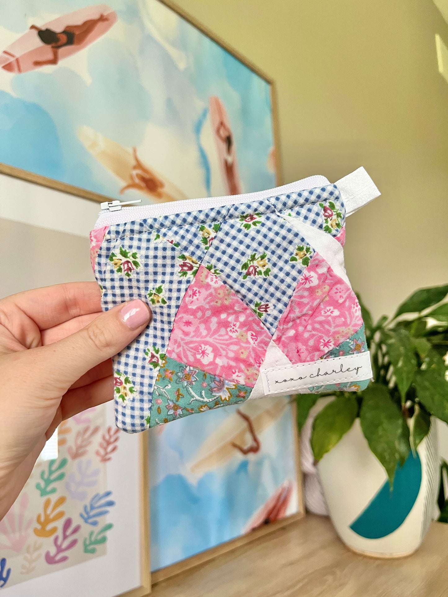 The Light Pink Quilted Keychain Wallet #3
