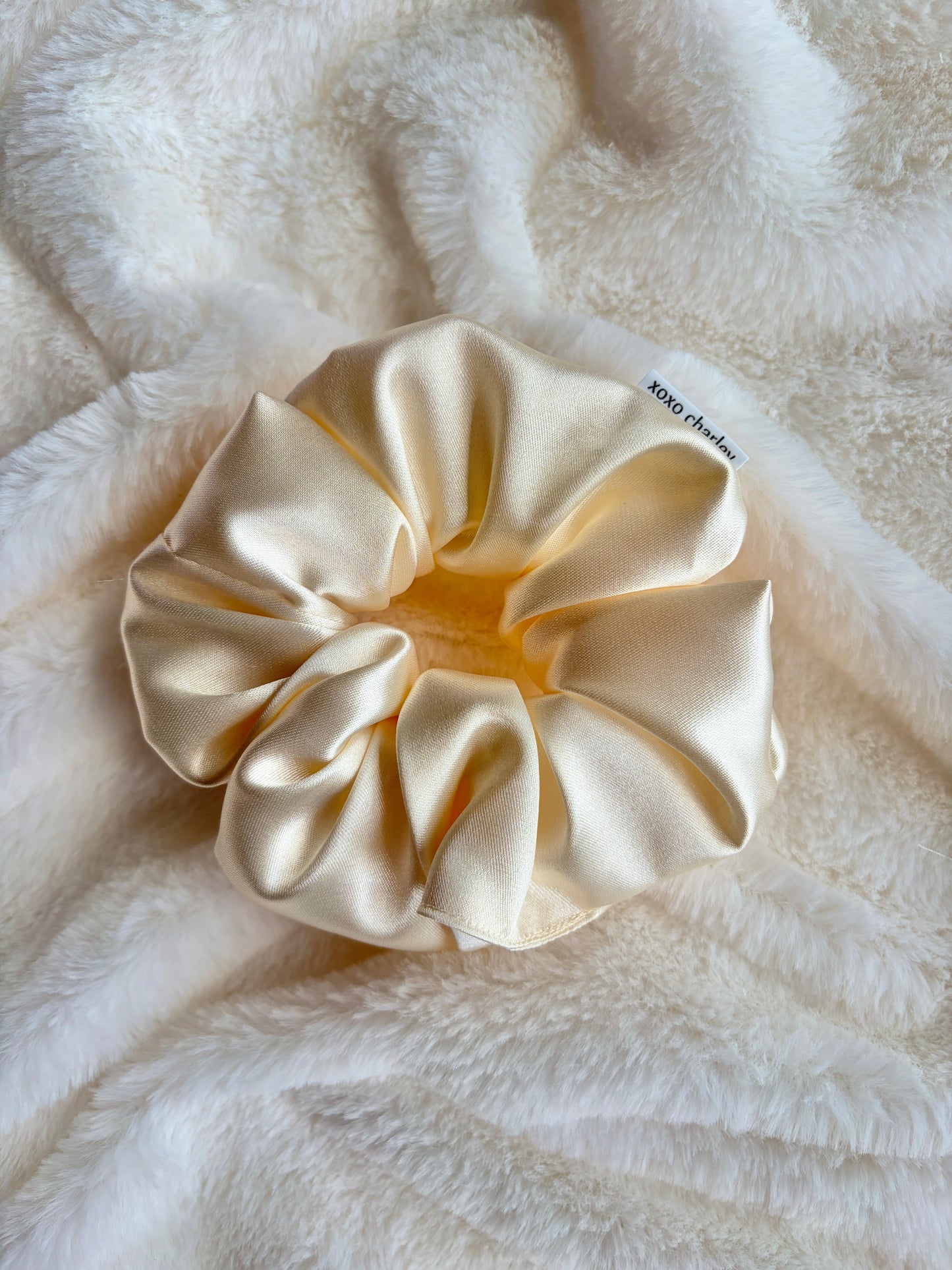 Light Yellow Large Satin Scrunchie
