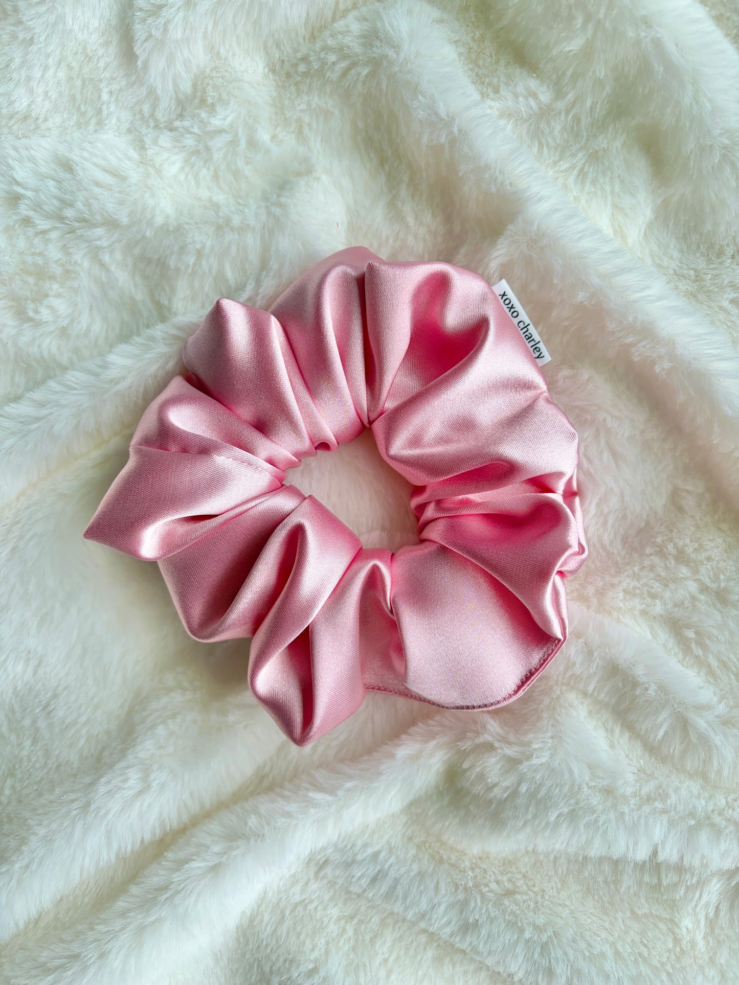 Pink Large Satin Scrunchie