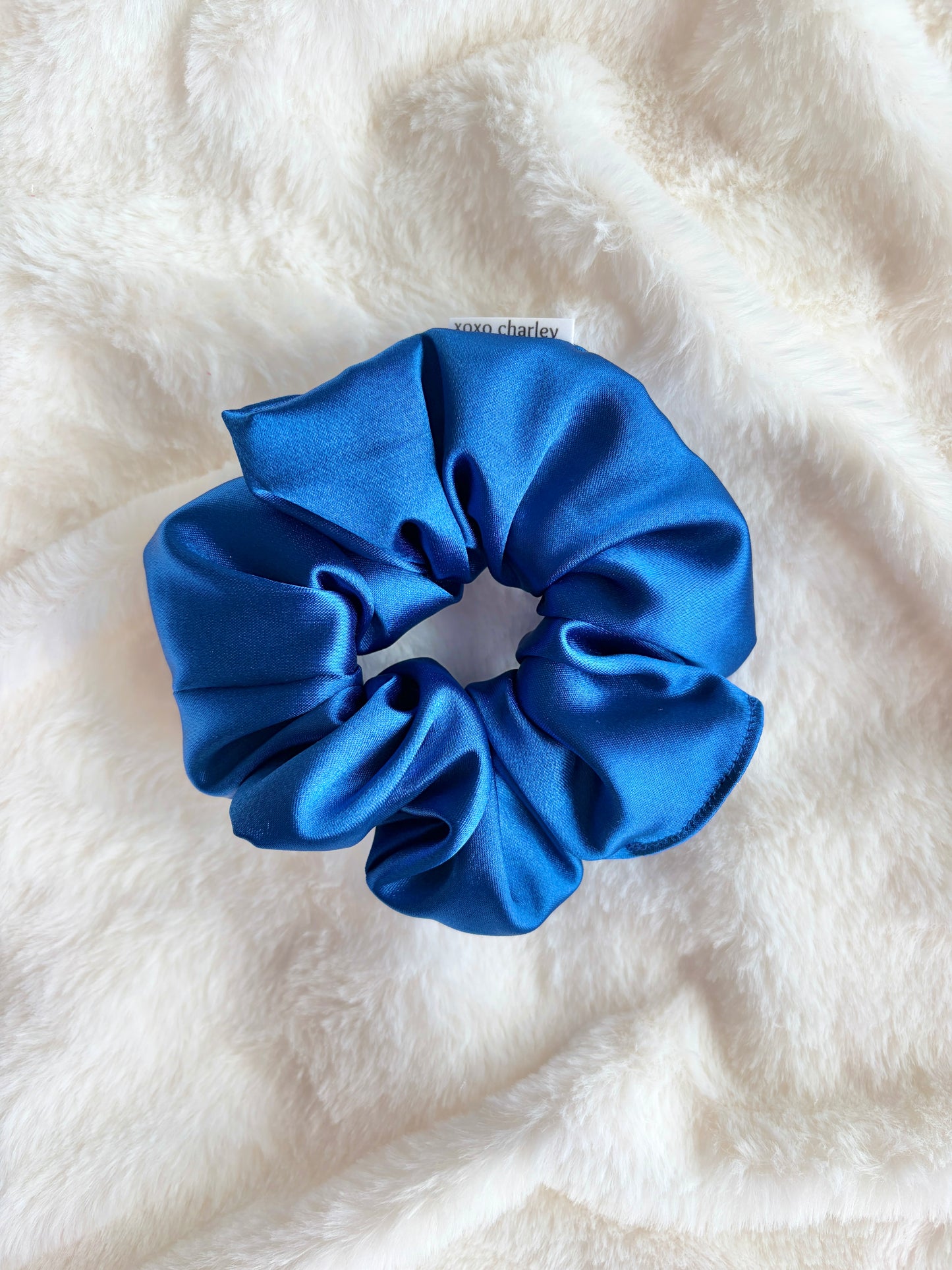Royal Blue Large Satin Scrunchie