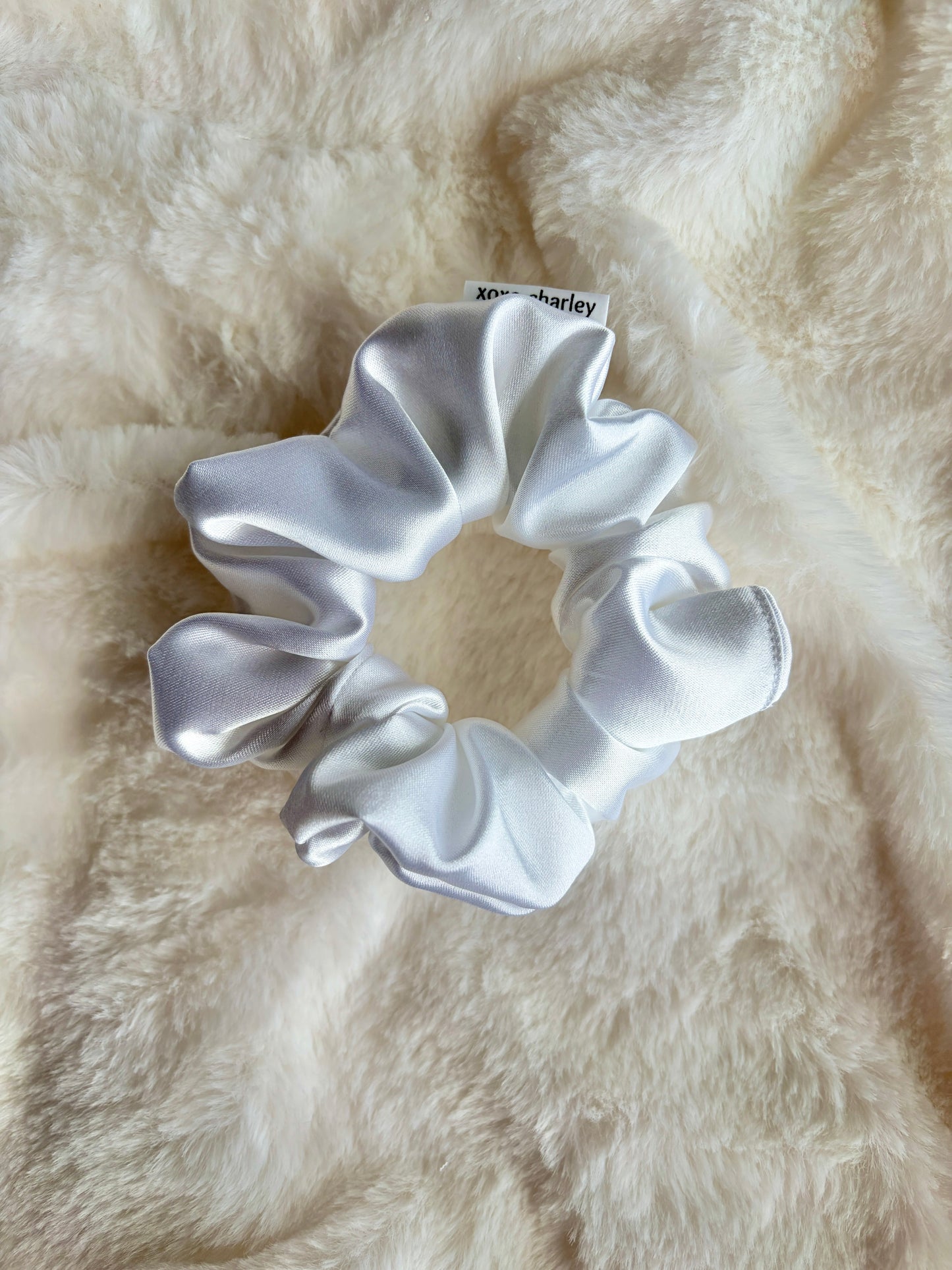 White Regular Satin Scrunchie