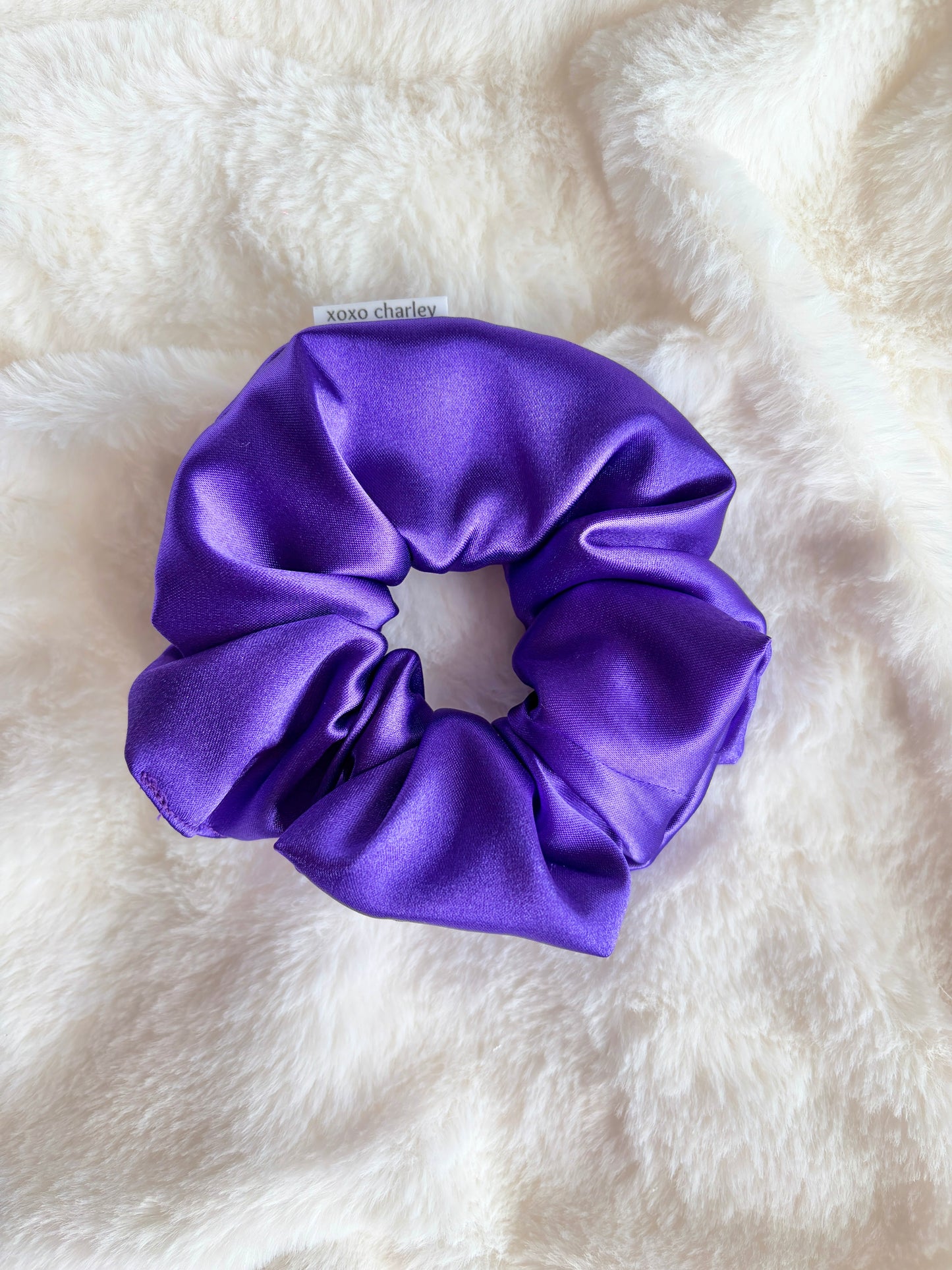 Purple Large Satin Scrunchie