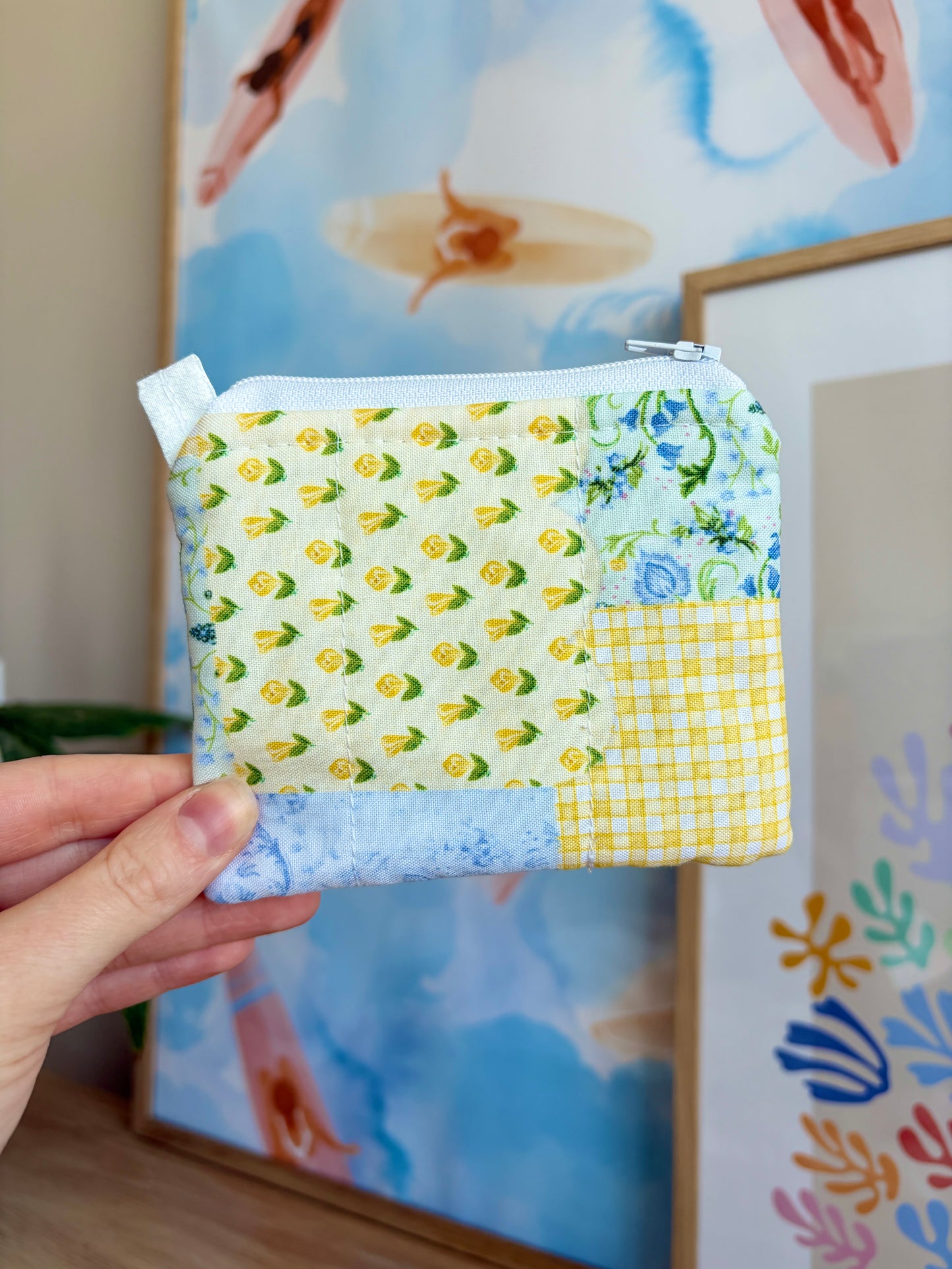 Green Patchwork Keychain Wallet