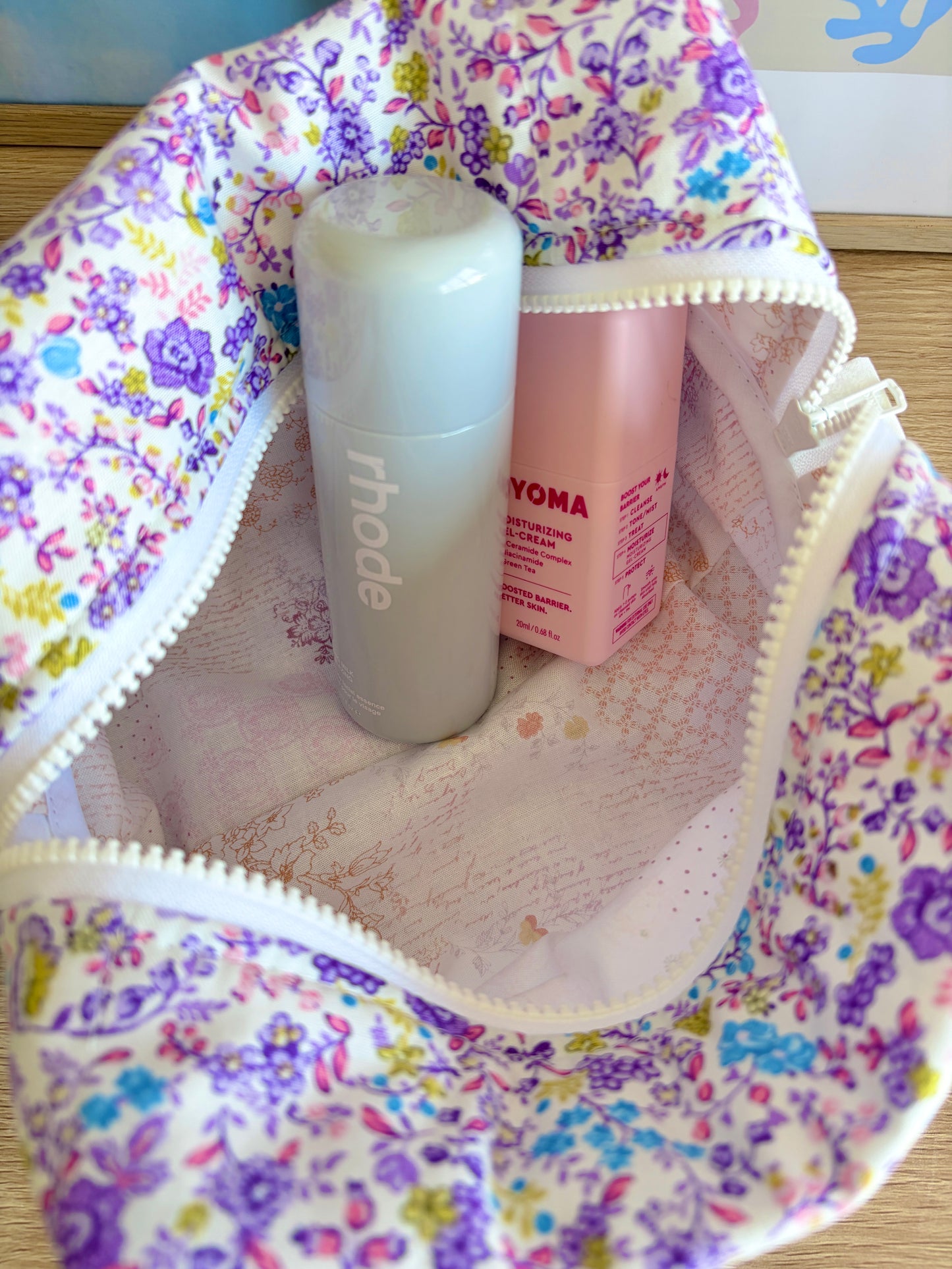 Ditsy Picnic Purple Large Makeup Bag