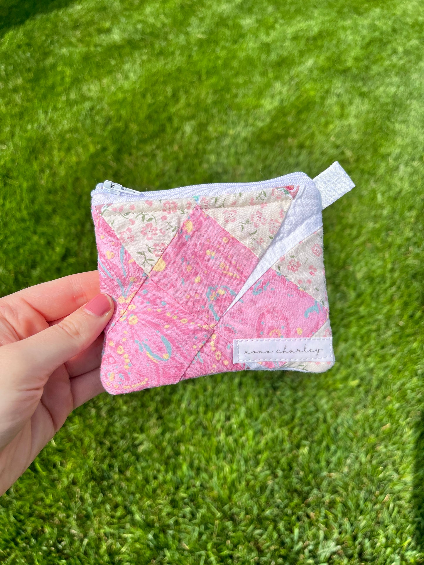 The Pink Gingham Quilted Keychain Wallet #1