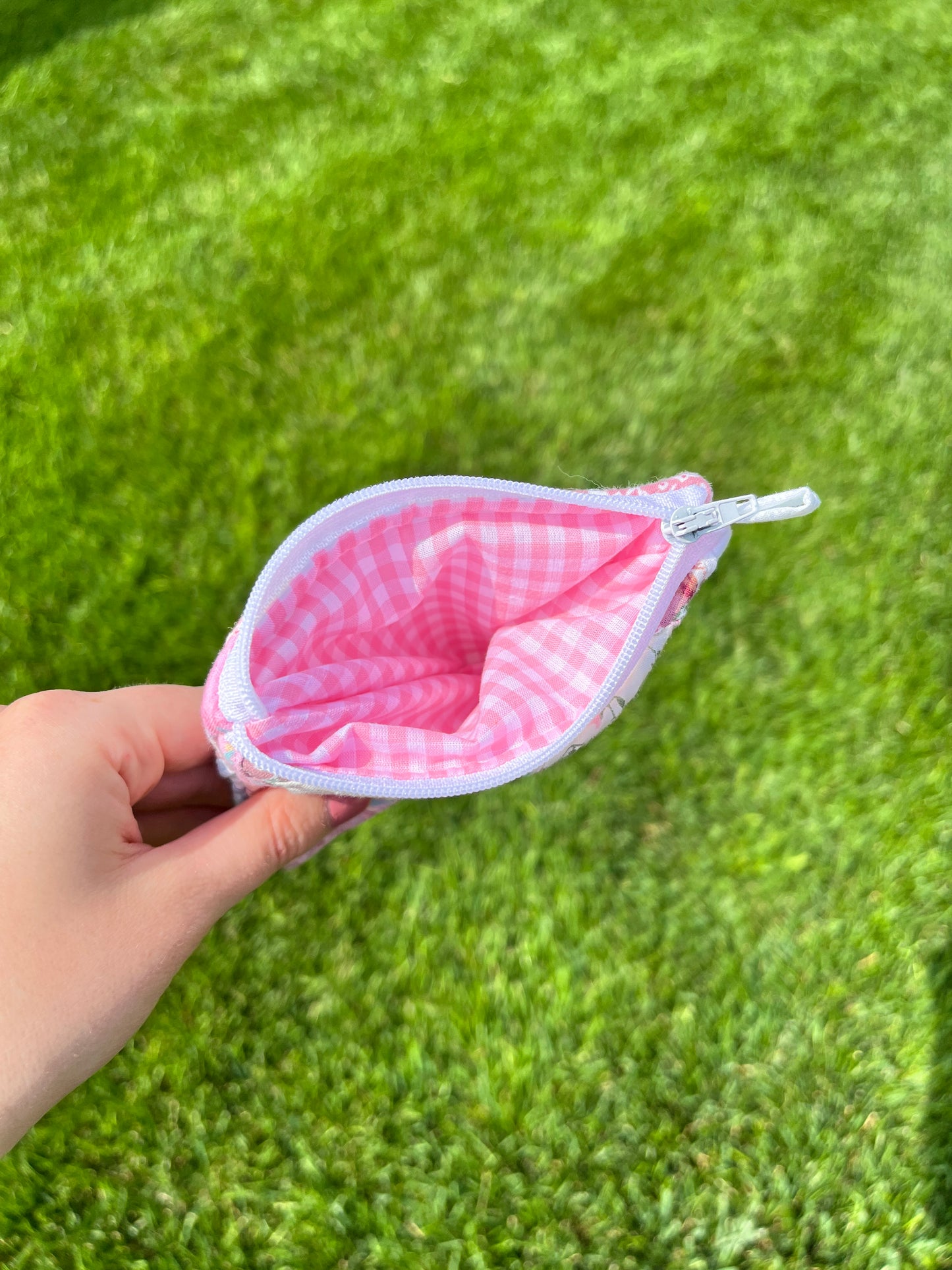 The Pink Gingham Quilted Keychain Wallet #1
