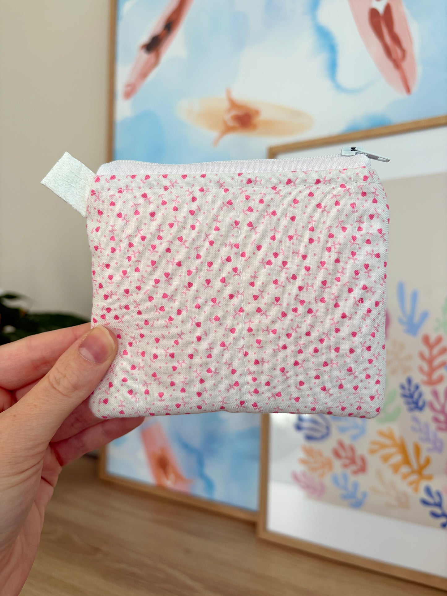 Tiny Pink Hearts Keychain Wallet