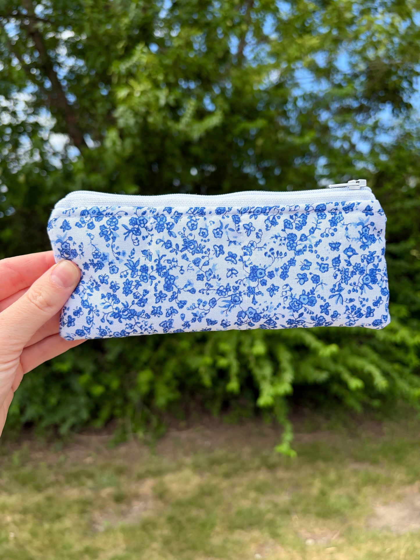 Royal Blue Floral Pencil & Glasses Case