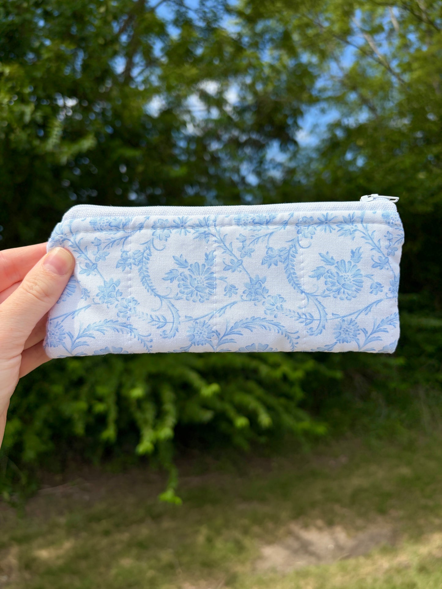 Vintage Blue Pencil & Glasses Case