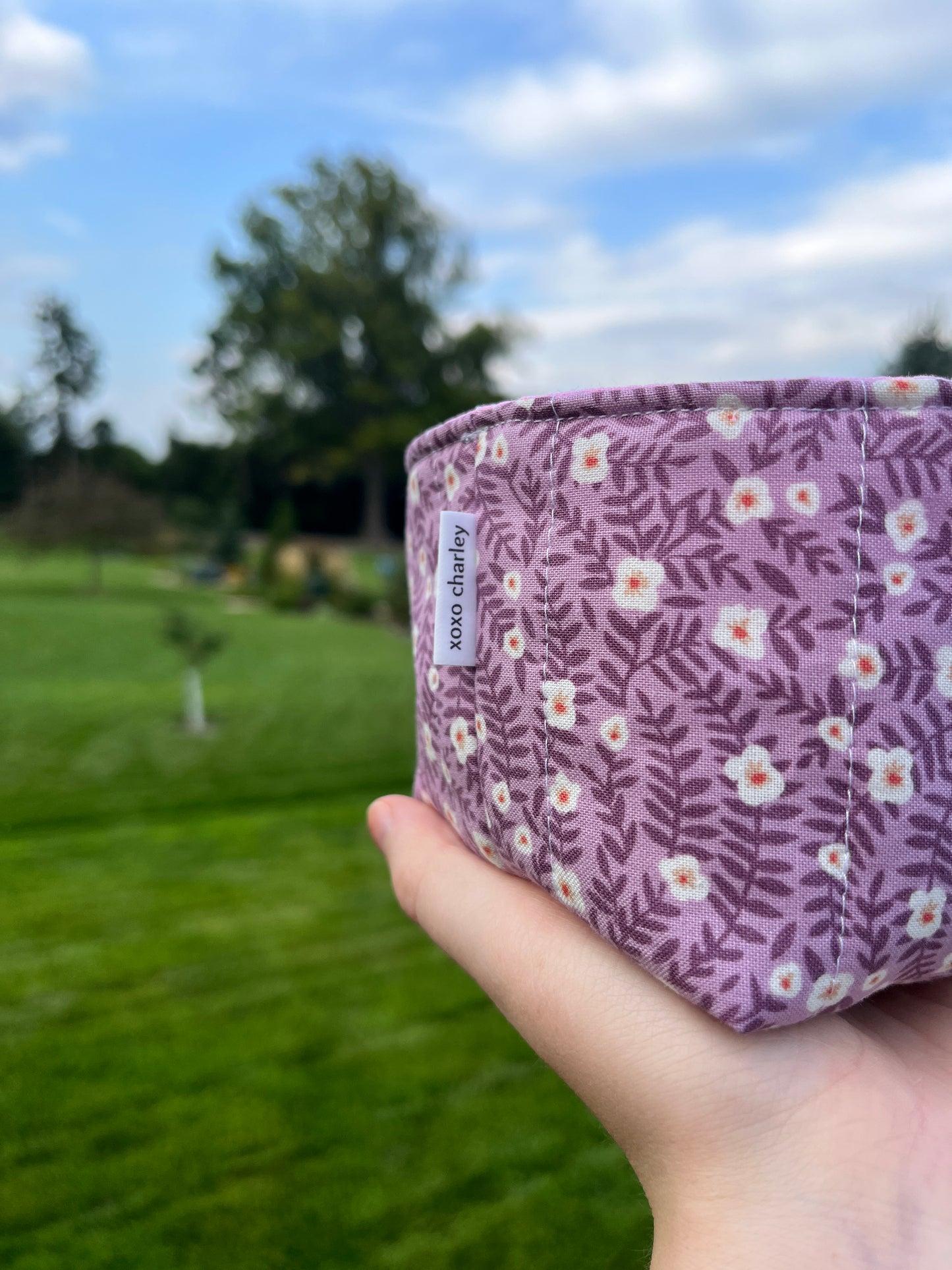 The Purple Floral with Pink Polka Dot Fabric Bowl Organizer *limited-edition*