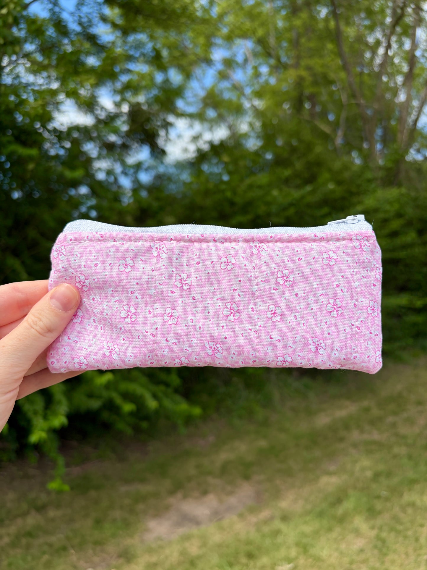 Pink Hawaiian Pencil & Glasses Case - Mini Colorful Flowers
