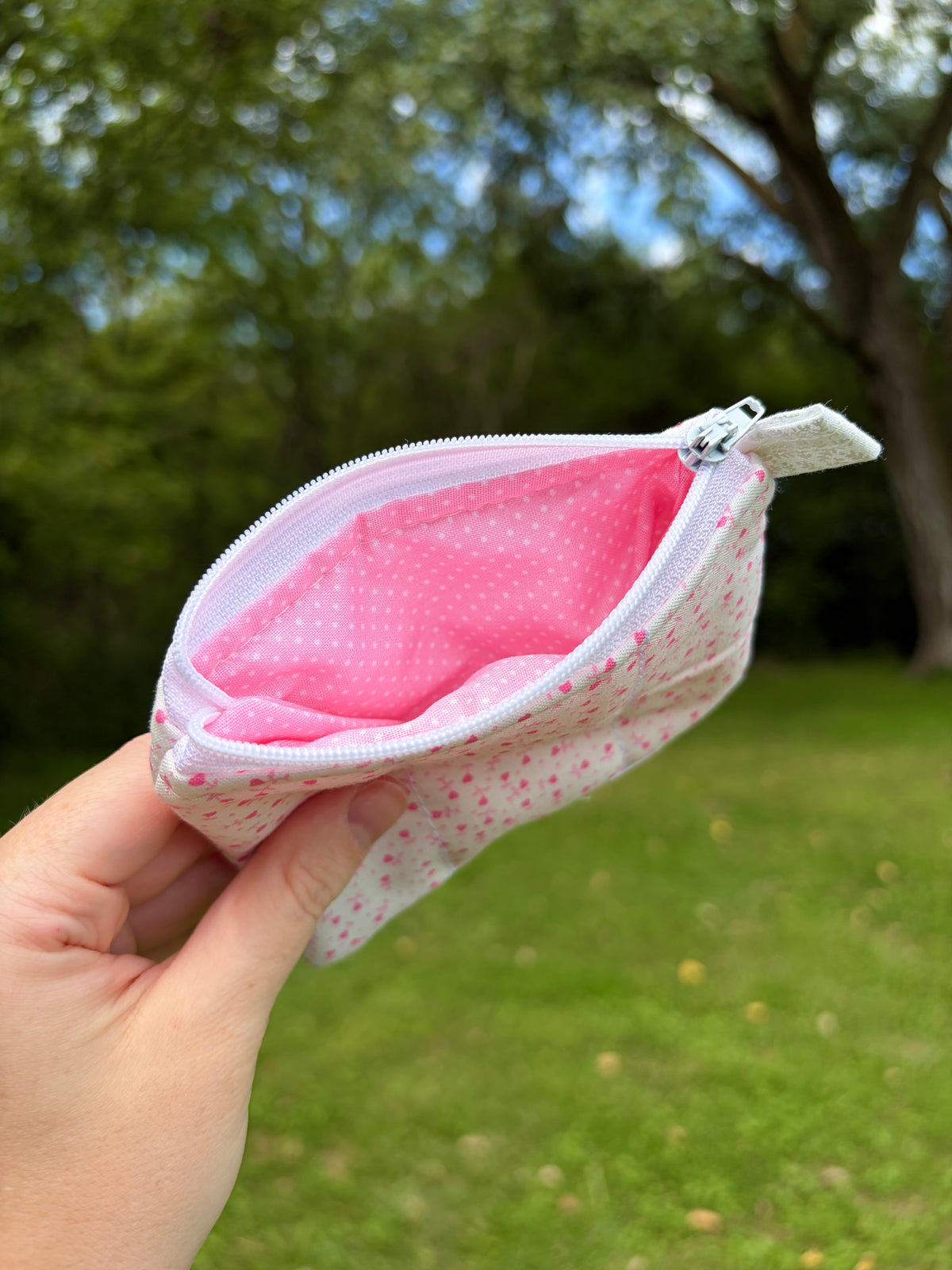 Tiny Pink Hearts Keychain Wallet