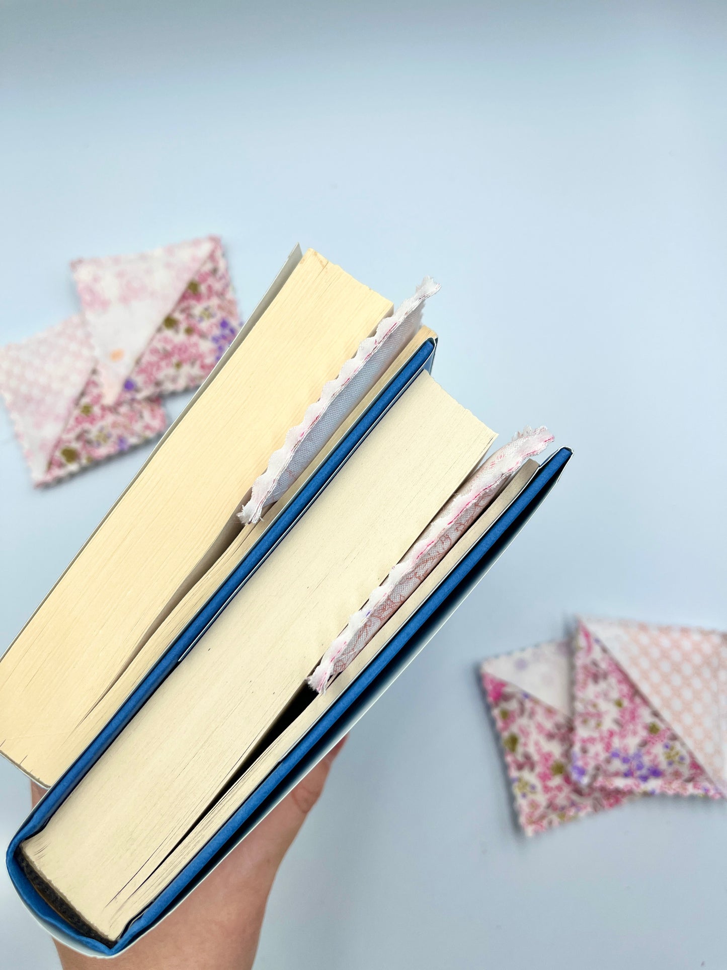 Ditsy Picnic Pink Fabric Corner Bookmark