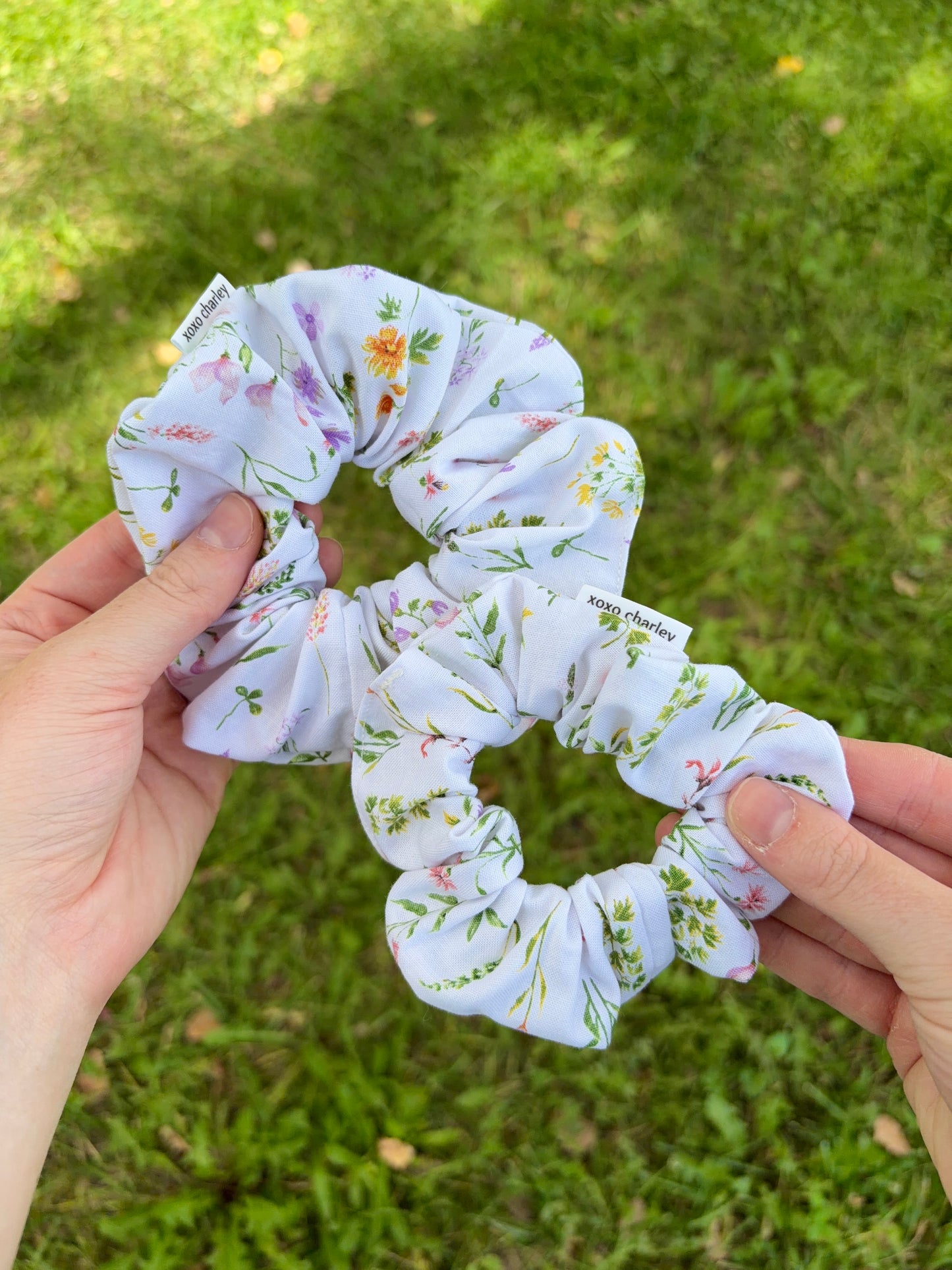 Purple Wildflower Cotton Scrunchie