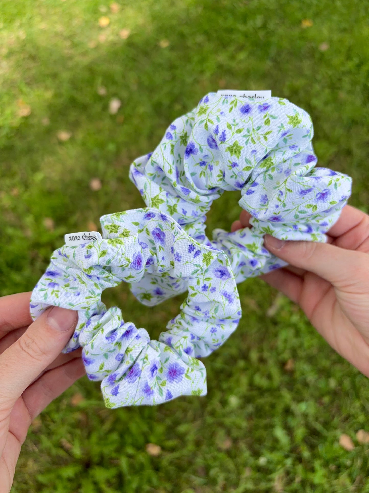 Purple Floral Cotton Scrunchie