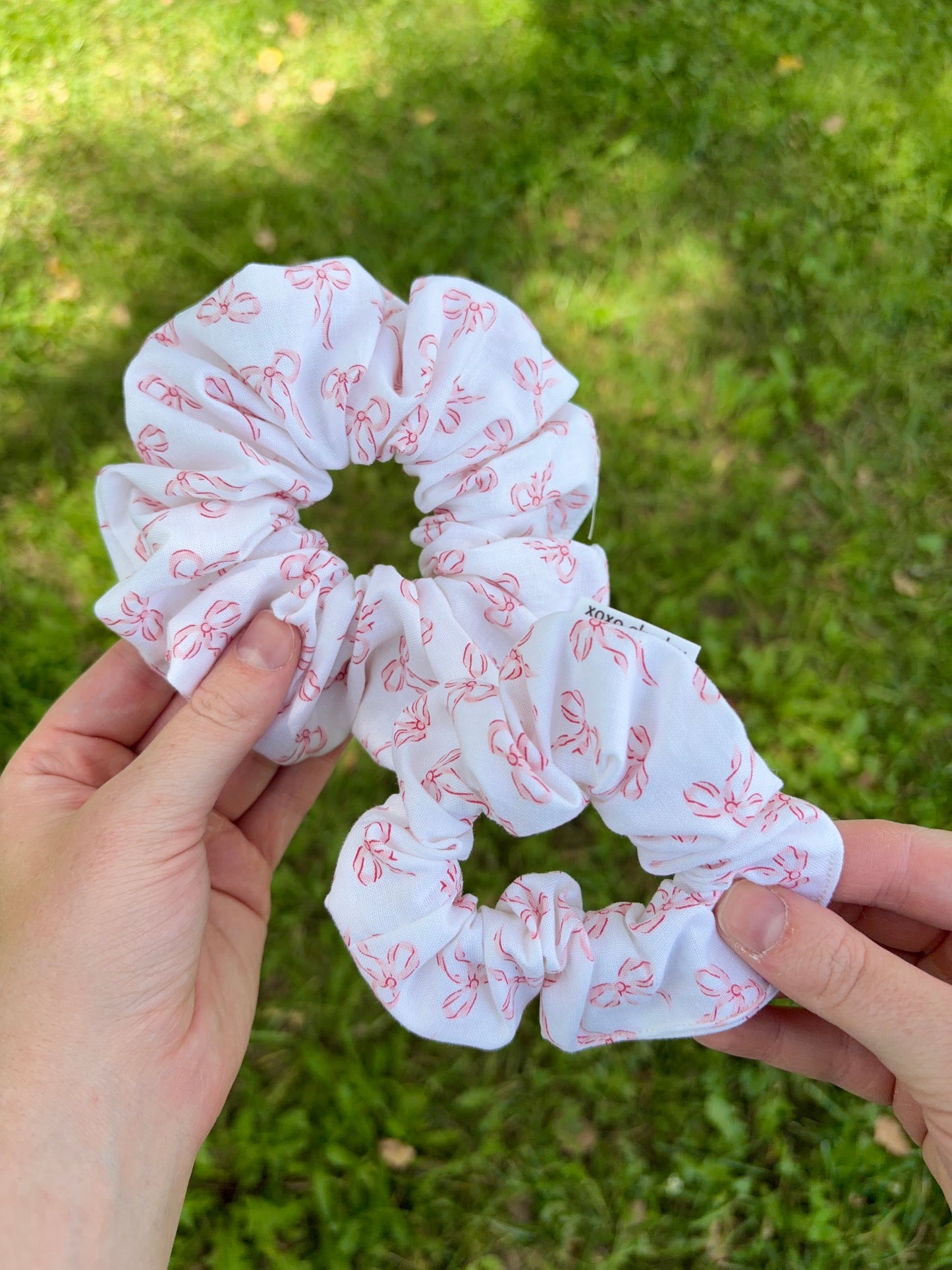 Mini Pink Bows Cotton Scrunchie