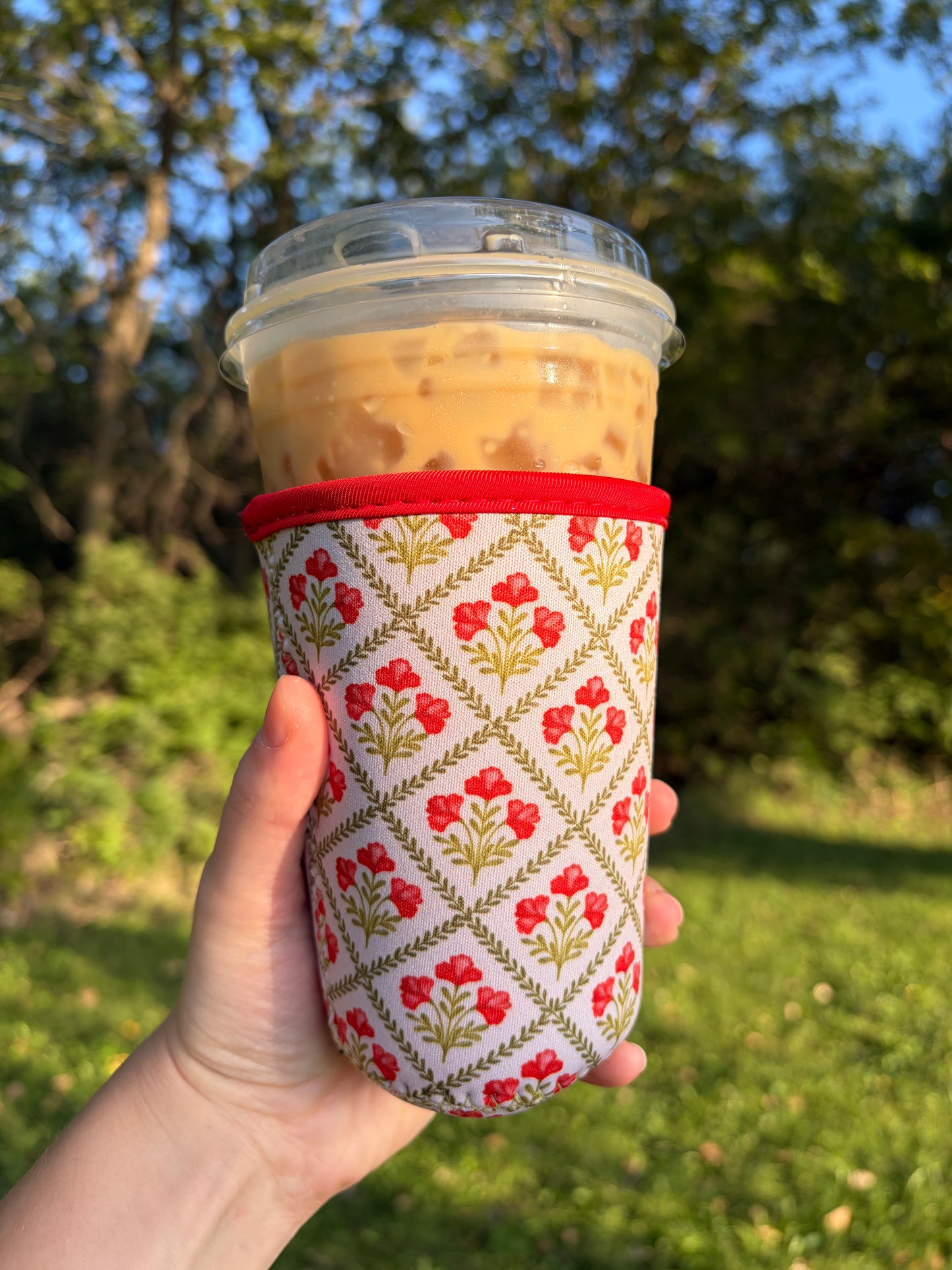 Medium Red Floral Cup Sleeve *limited-edition*