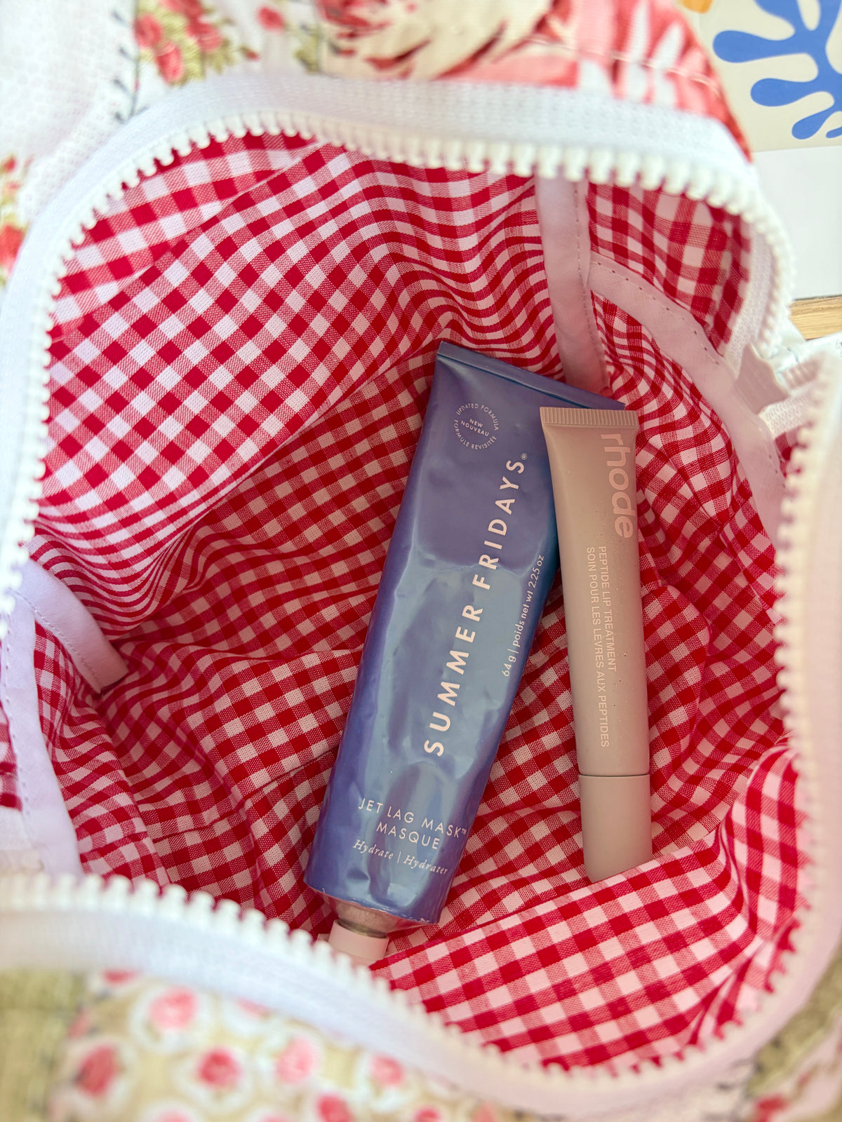 Rosette Makeup Bag - Red Gingham