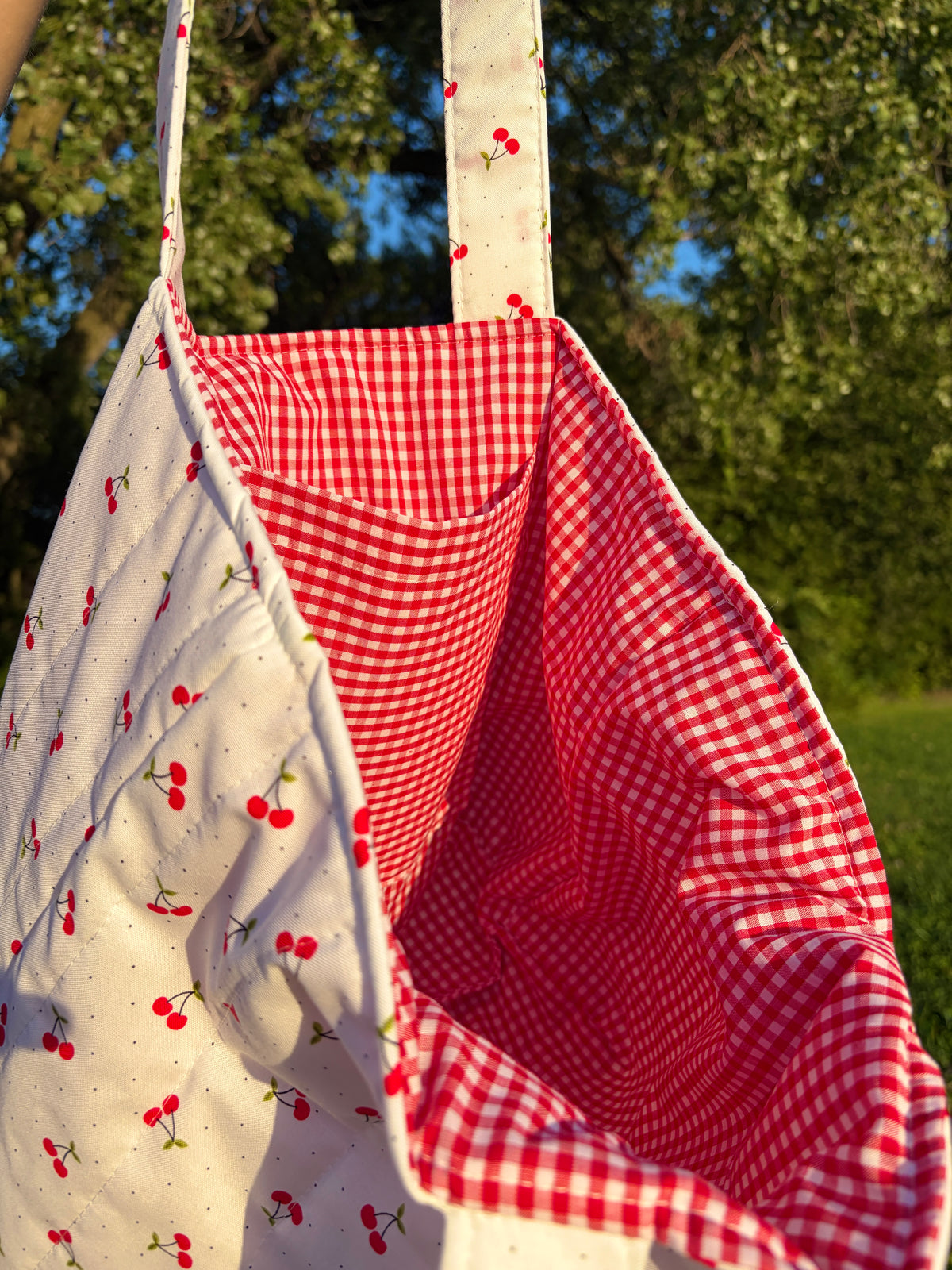 Cherry Red Large Tote Bag