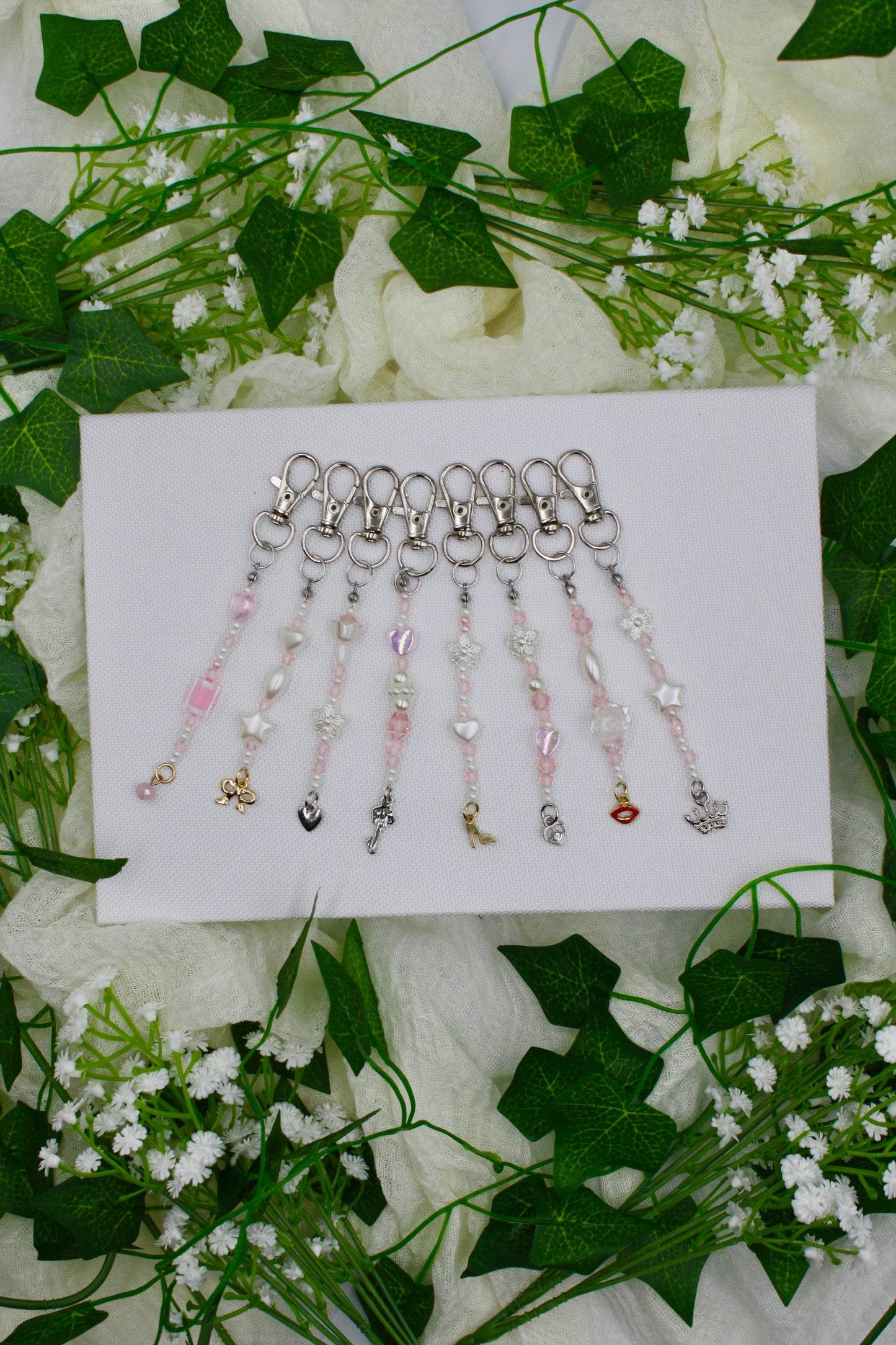 Dainty Silver & Gold Beaded Keychains