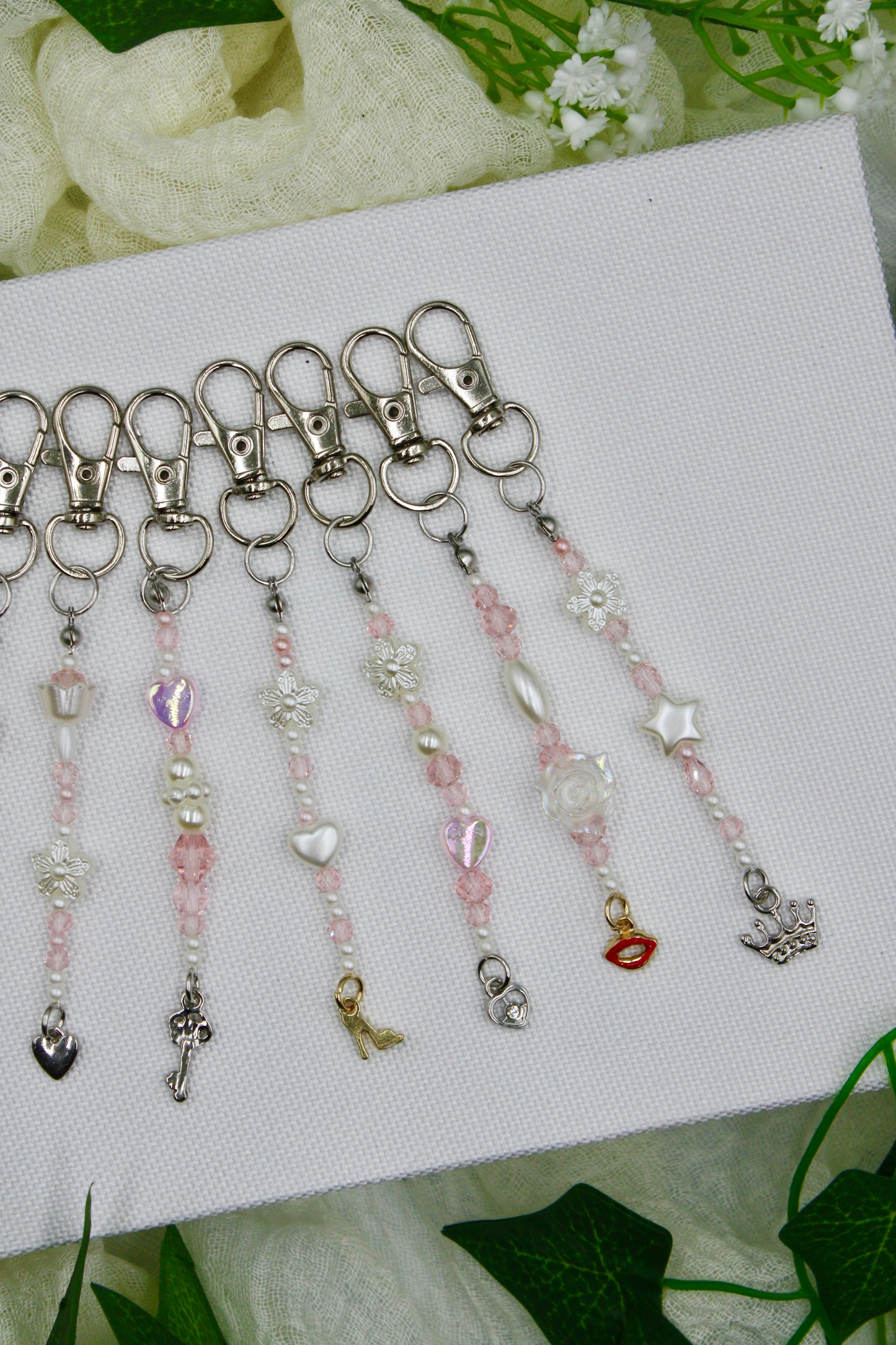 Dainty Silver & Gold Beaded Keychains