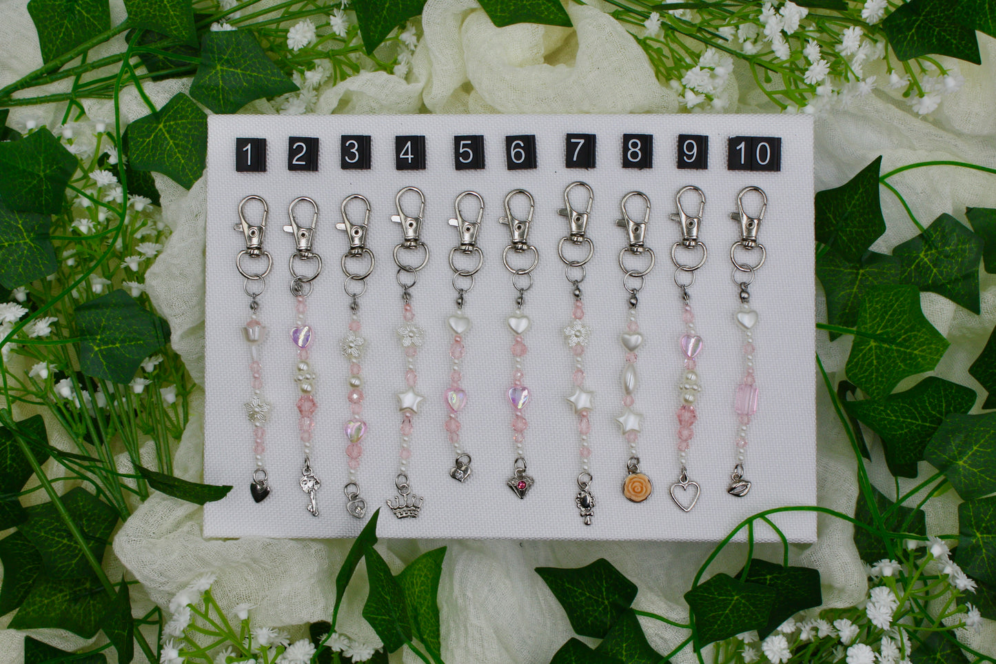 Dainty Silver & Gold Beaded Keychains