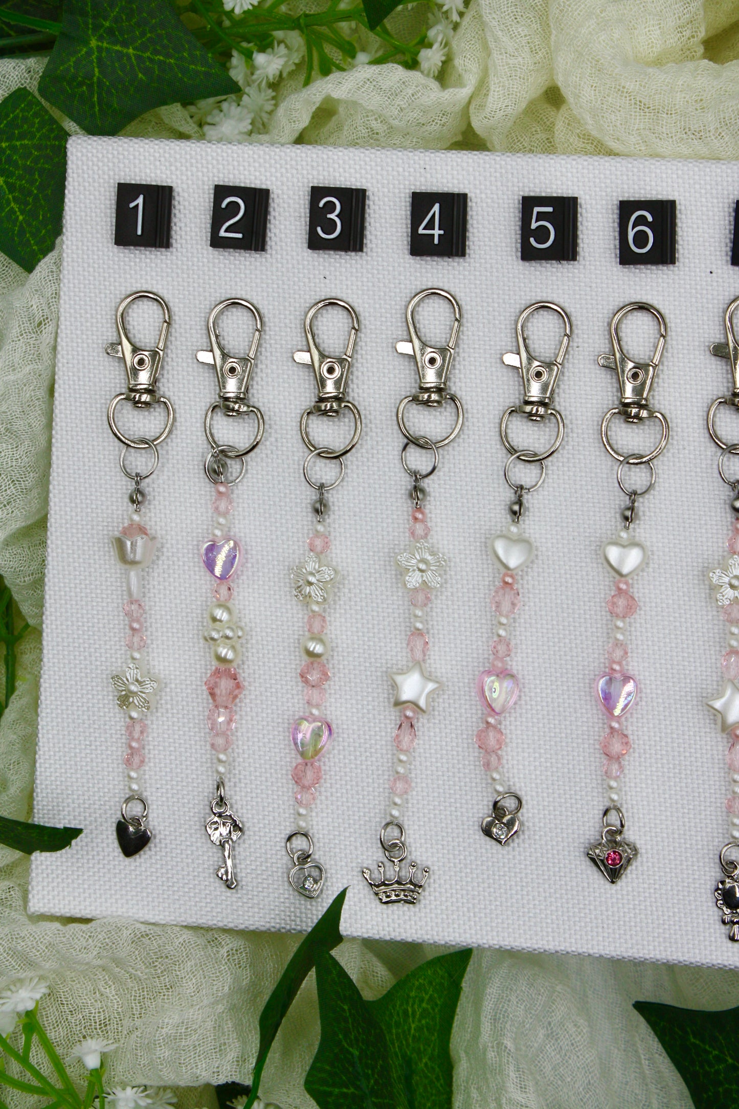 Dainty Silver & Gold Beaded Keychains