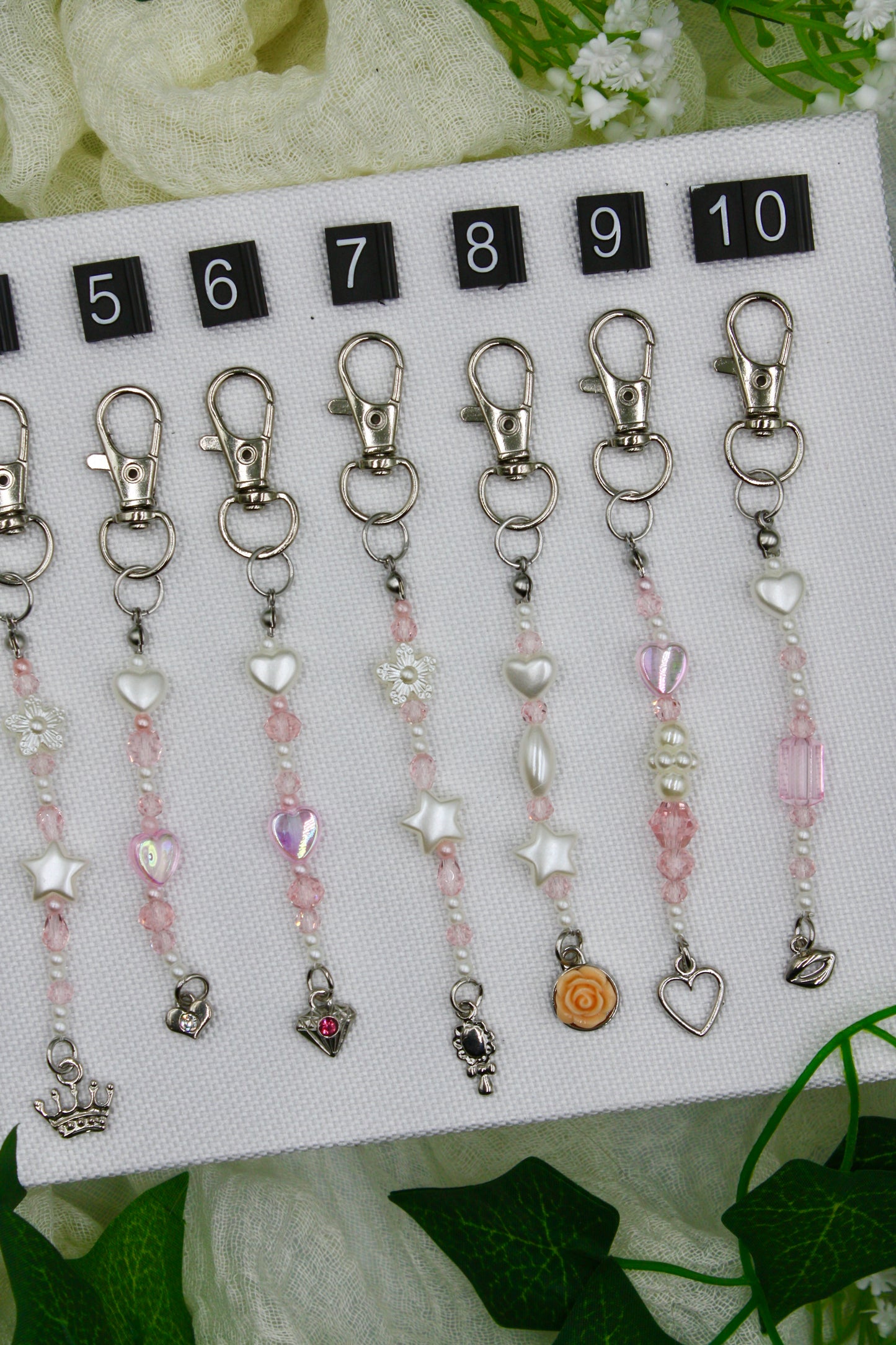Dainty Silver & Gold Beaded Keychains