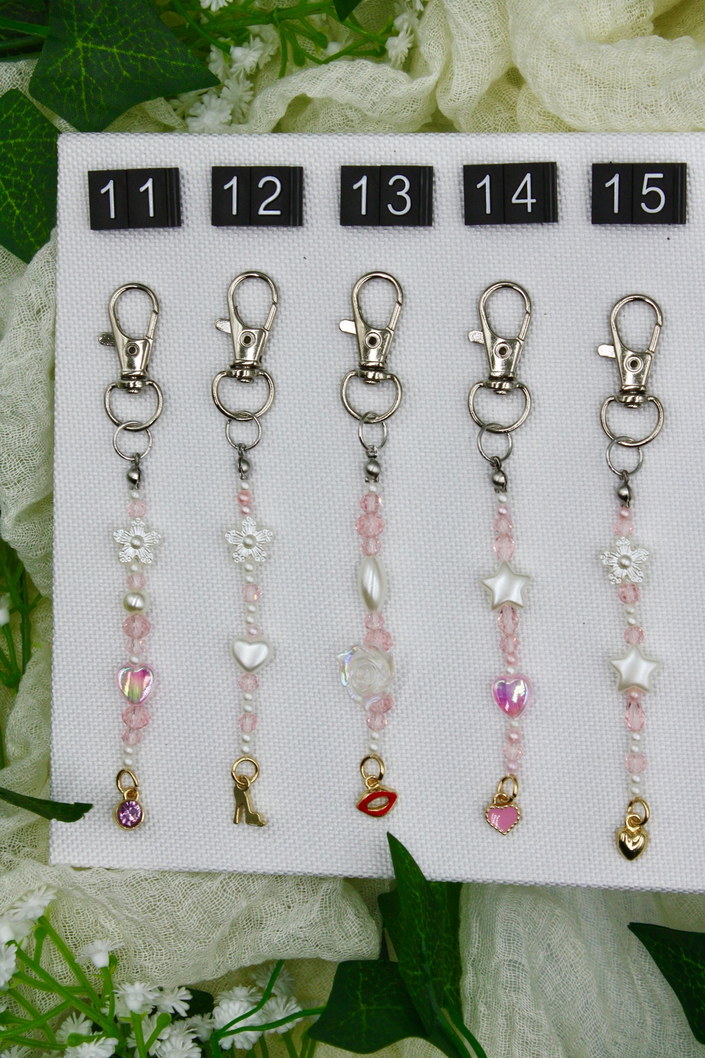 Dainty Silver & Gold Beaded Keychains