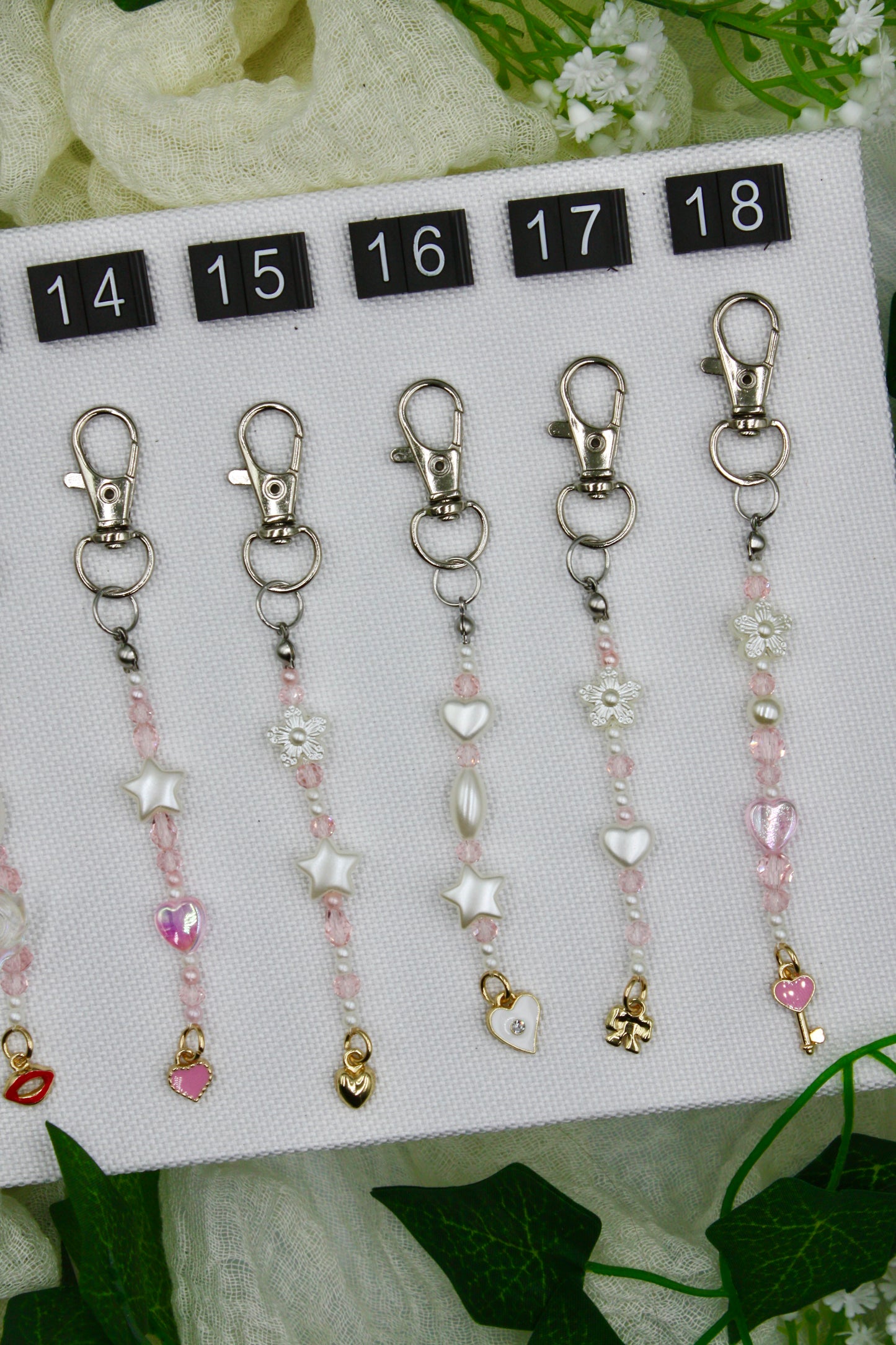 Dainty Silver & Gold Beaded Keychains