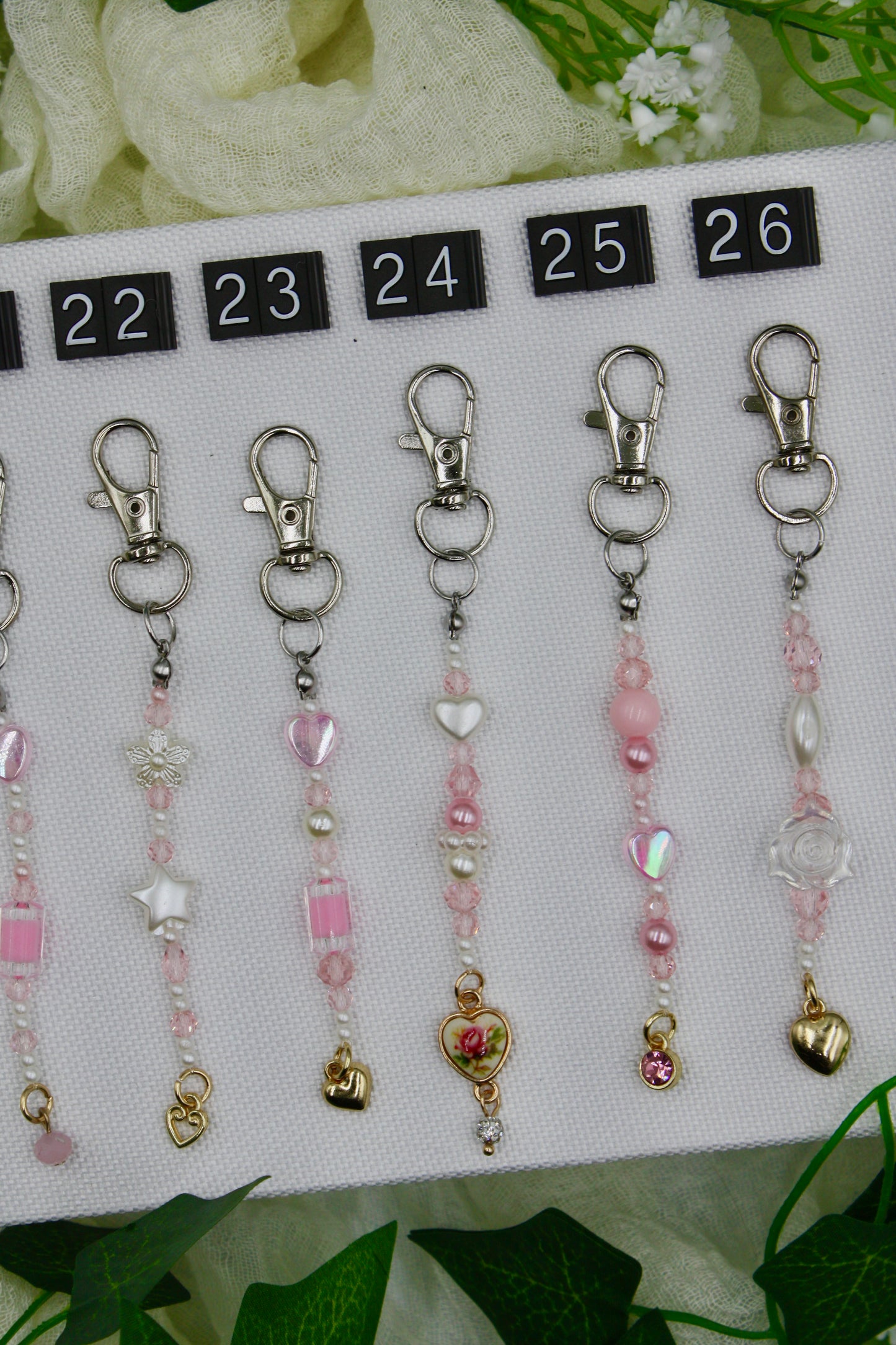 Dainty Silver & Gold Beaded Keychains
