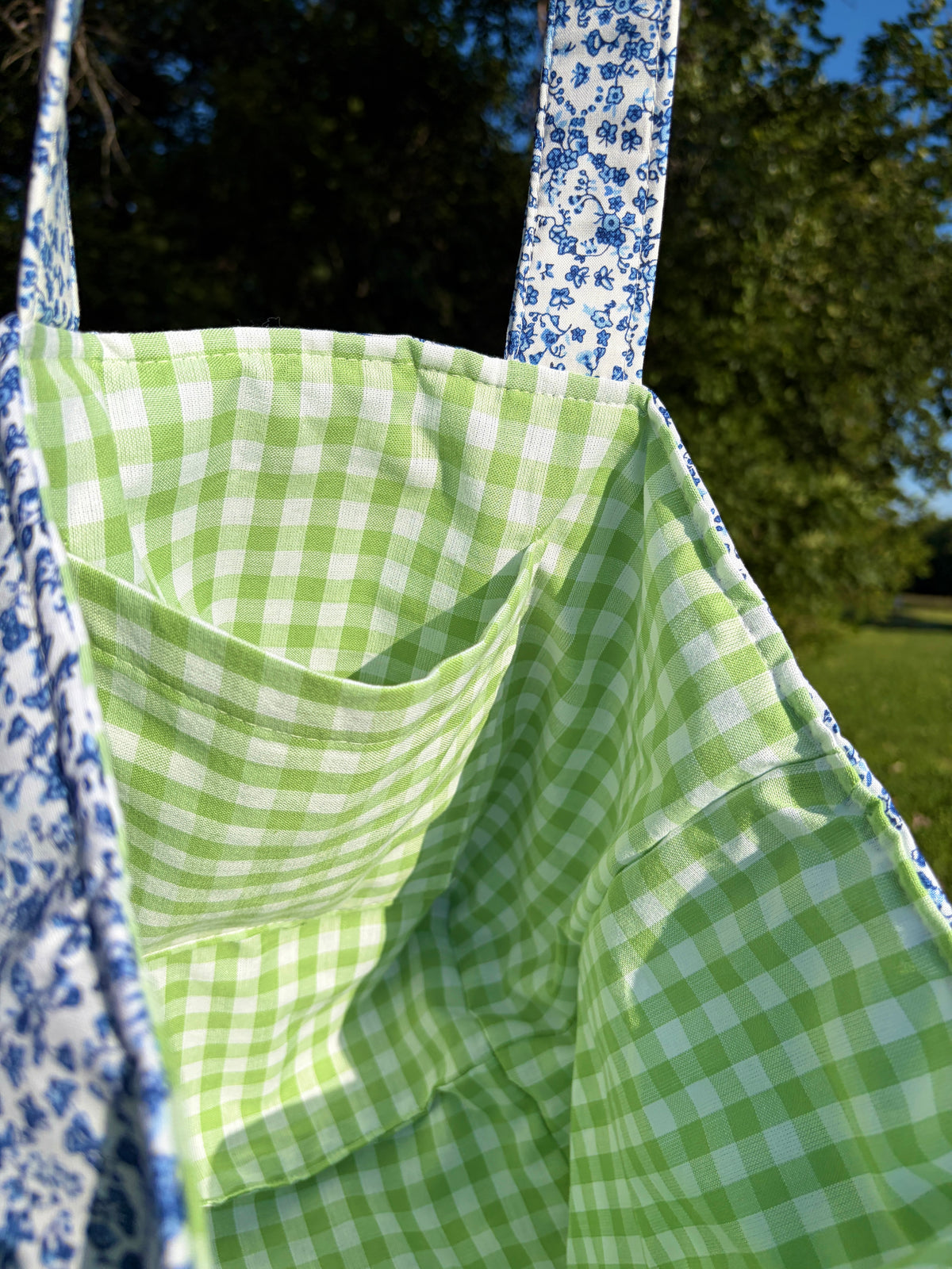 Royal Blue Floral Large Tote Bag
