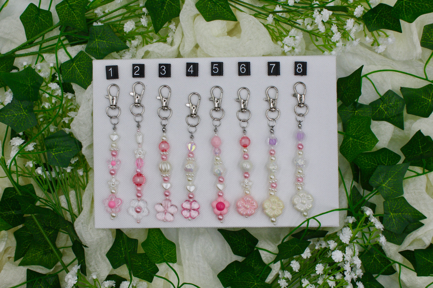 Flower Beaded Keychains #1