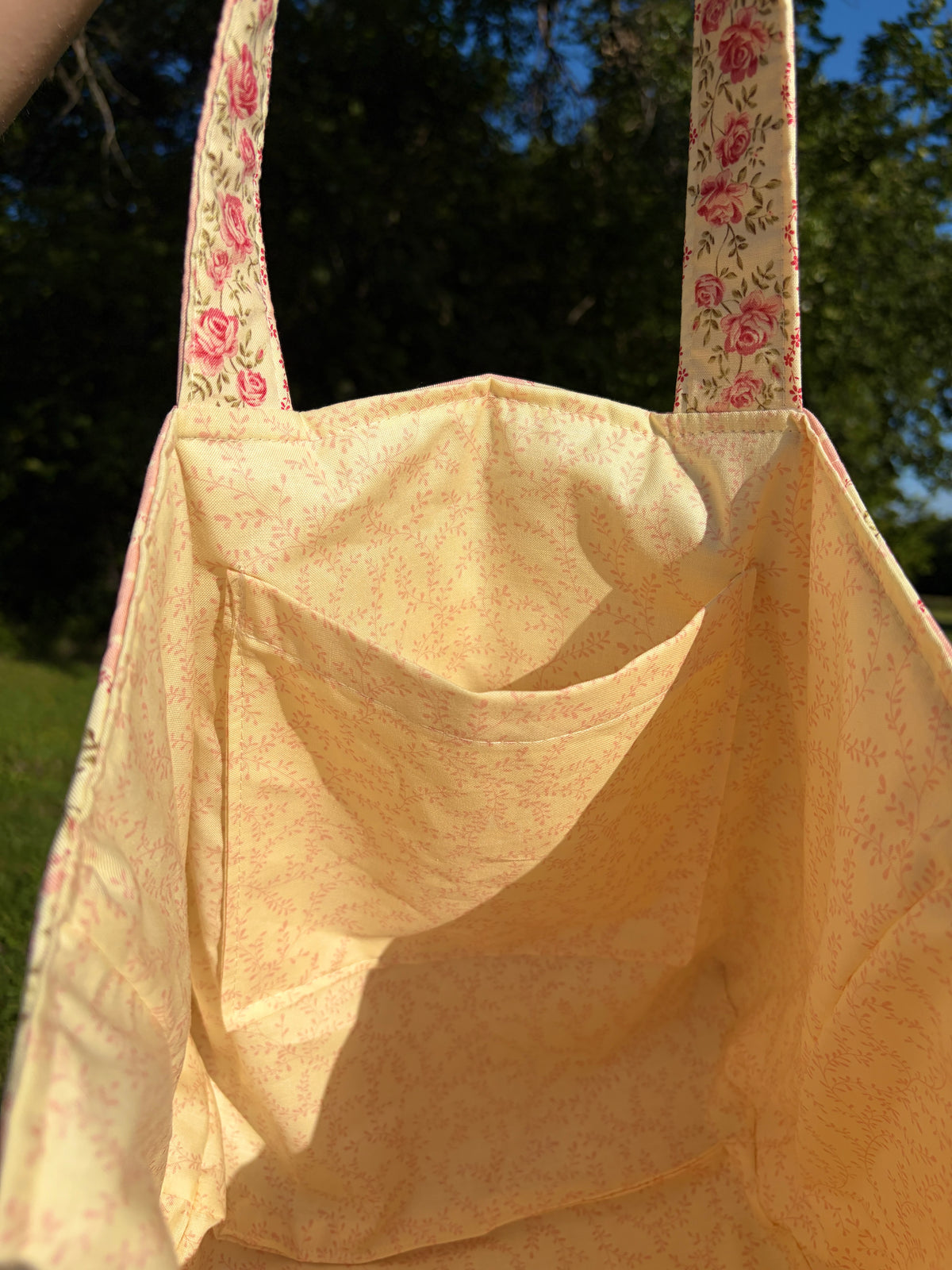 Pink & Yellow Floral Large Tote Bag
