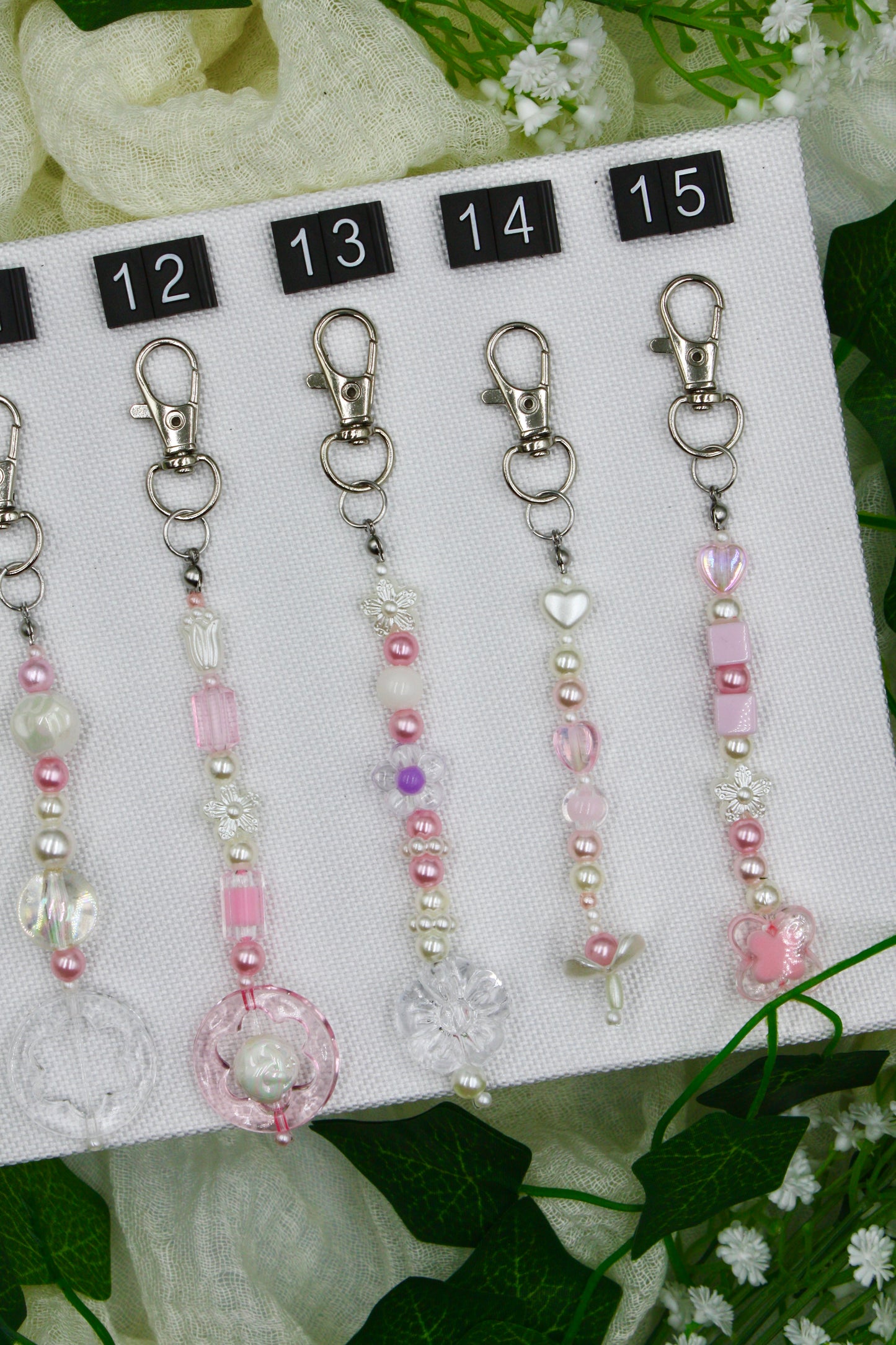 Flower Beaded Keychains #1
