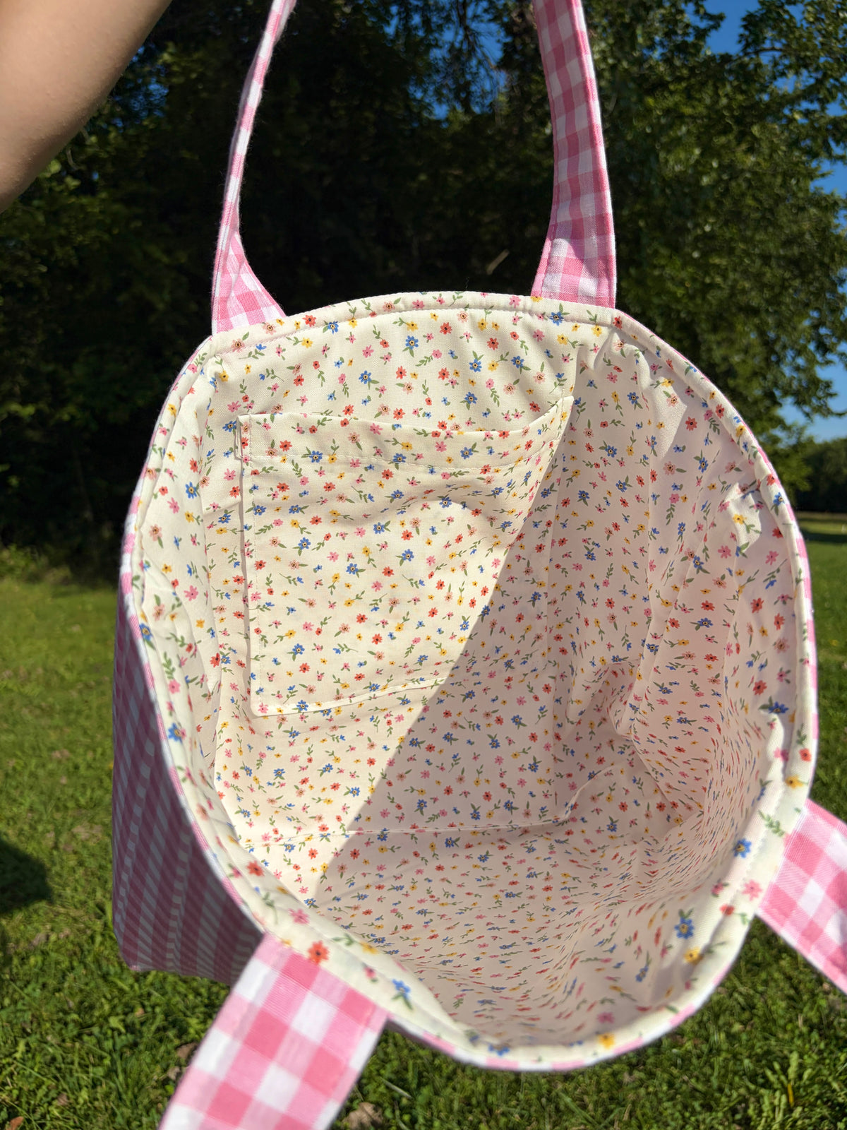 Pink Gingham Signature Tote Bag