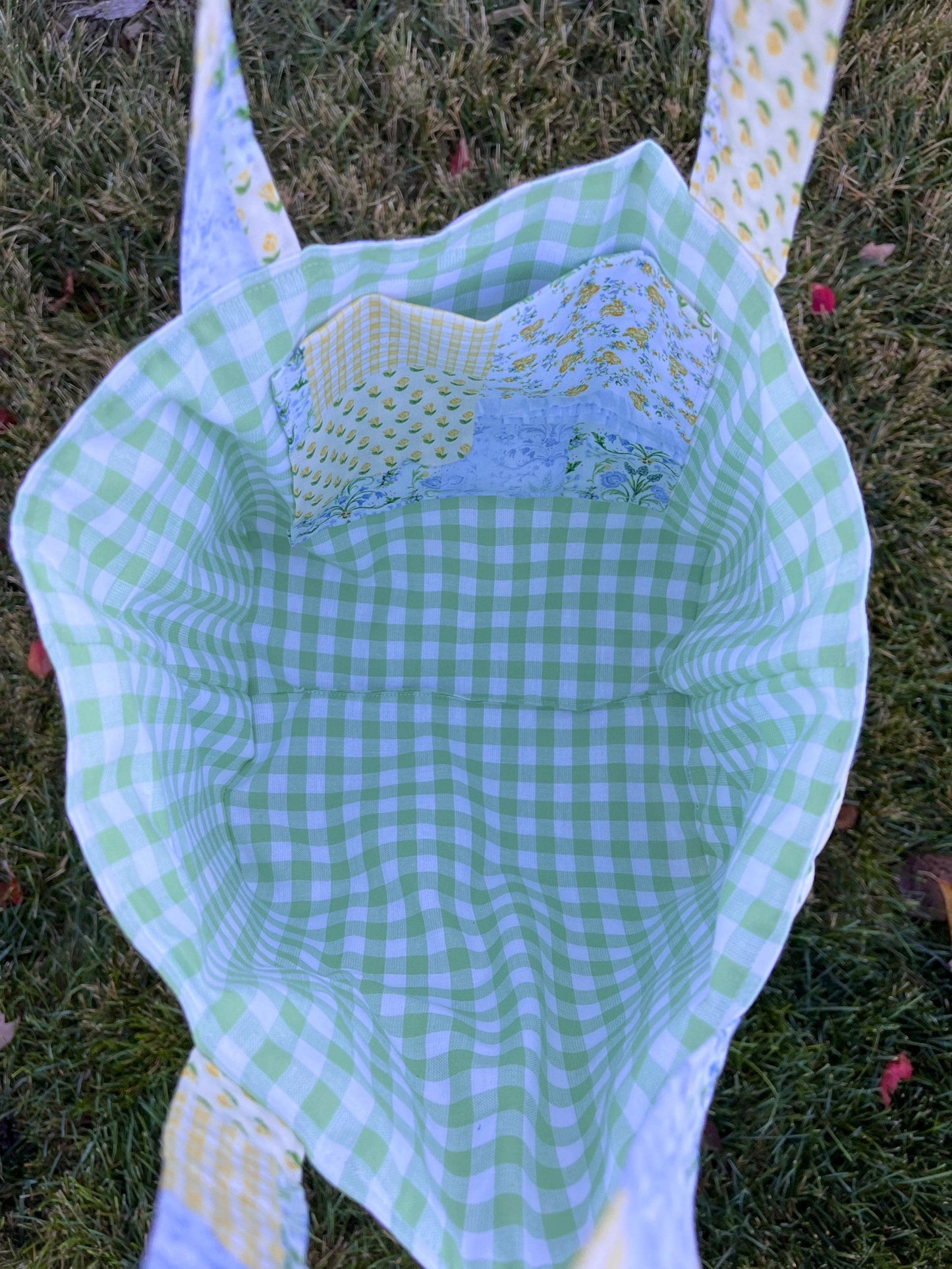 Green Patchwork Mini Tote Bag